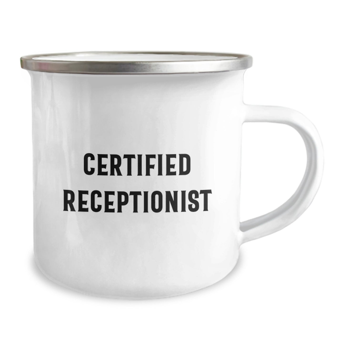 Cute Certified Receptionist Gifts from Friends for Birthday - Funny Quote Camping Mug - Image 2