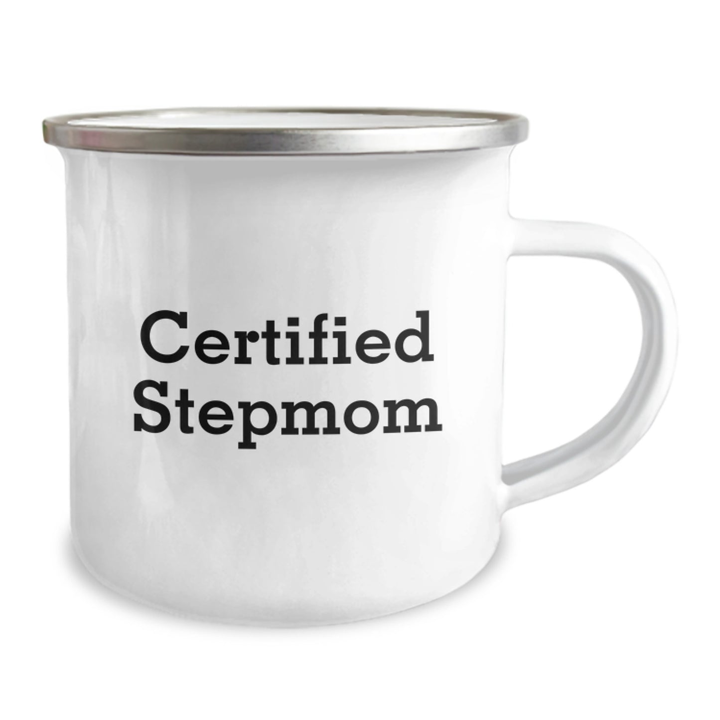 Funny Stepmom Gifts from Mom - Camping Mug for Graduation - 'Certified Stepmom' Quote, 12 oz Stainless Steel with Enamel Finish - Image 2