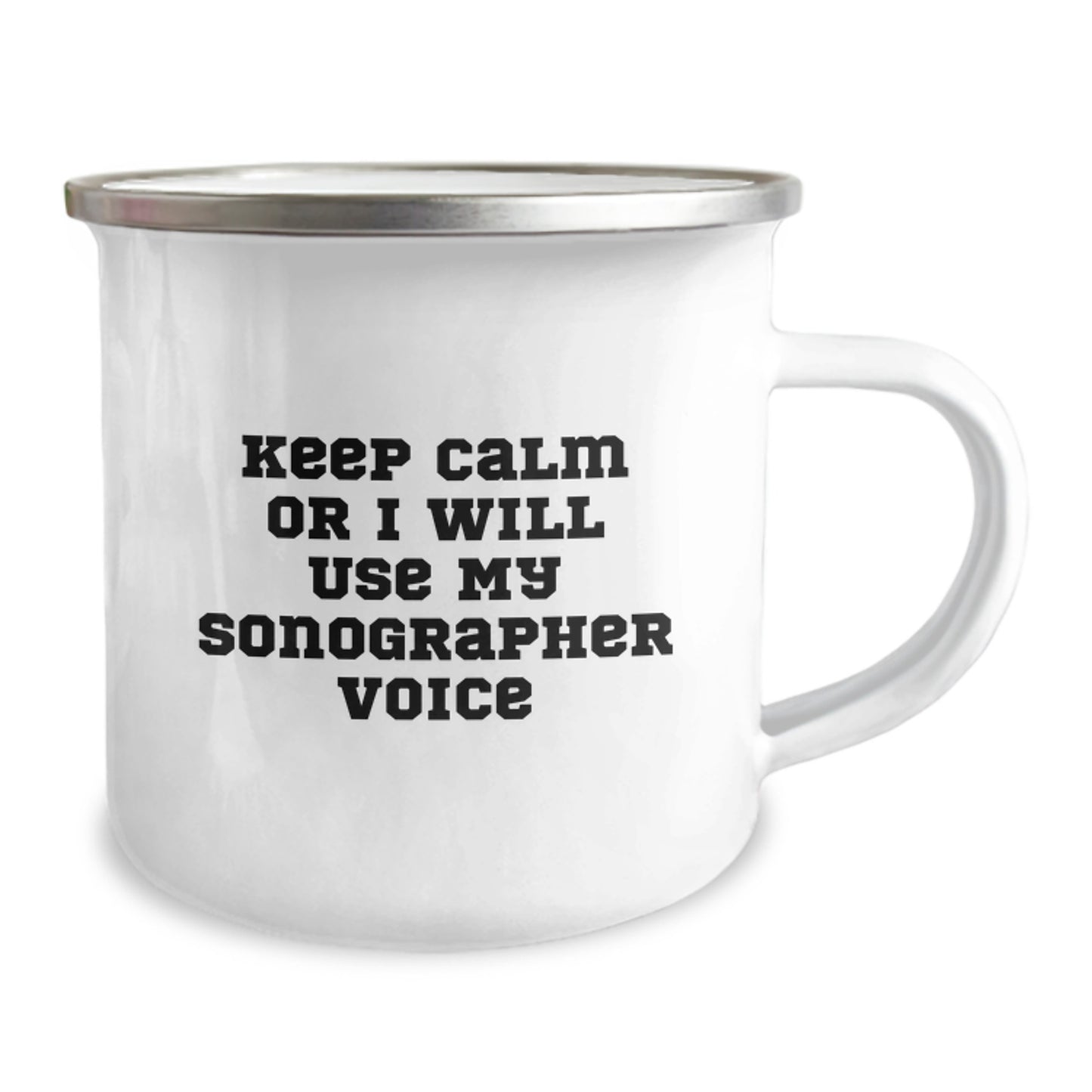 Funny Sonographer Gifts for Men - Gifts from Family - Keep Calm Or I Will Use My Sonographer Voice Camping Mug, Father's Day Unique Gifts - Image 2