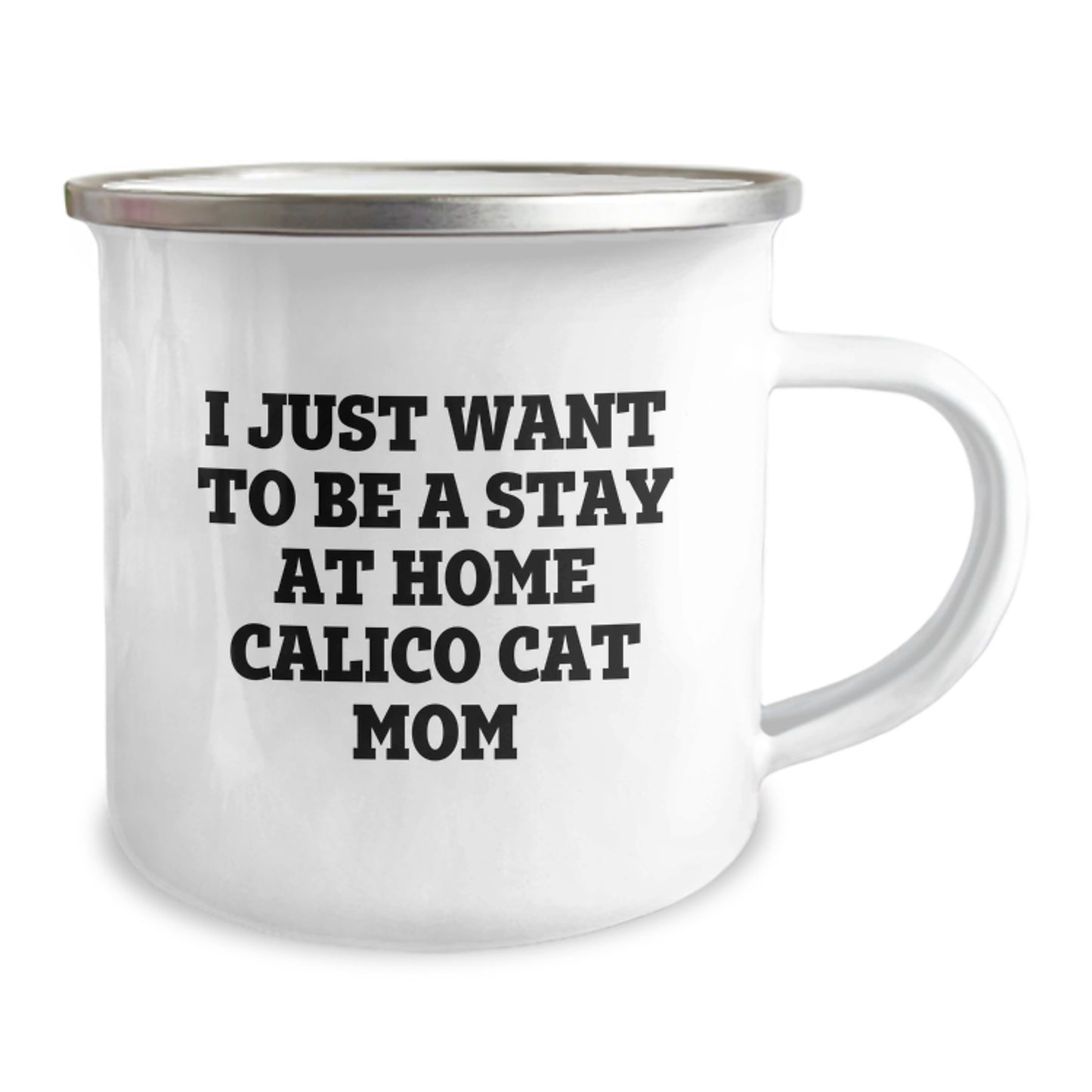 Calico Cat Mom's Stay at Home Dreams, Funny Gifts from Friends for Calico Cat Lovers, Graduation Unique Gifts, 12 oz Stainless Steel Camping Mug - Image 2