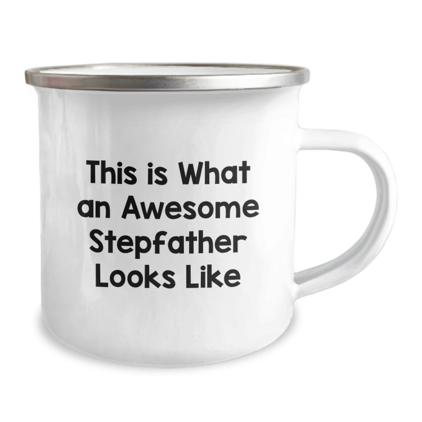 Funny Stepfather Gifts for Men - 'This Is What An Awesome Stepfather Looks Like' Camping Mug, 12 oz Stainless Steel with Enamel Finish, Gifts from Family to Stepfather for Graduation - Image 2