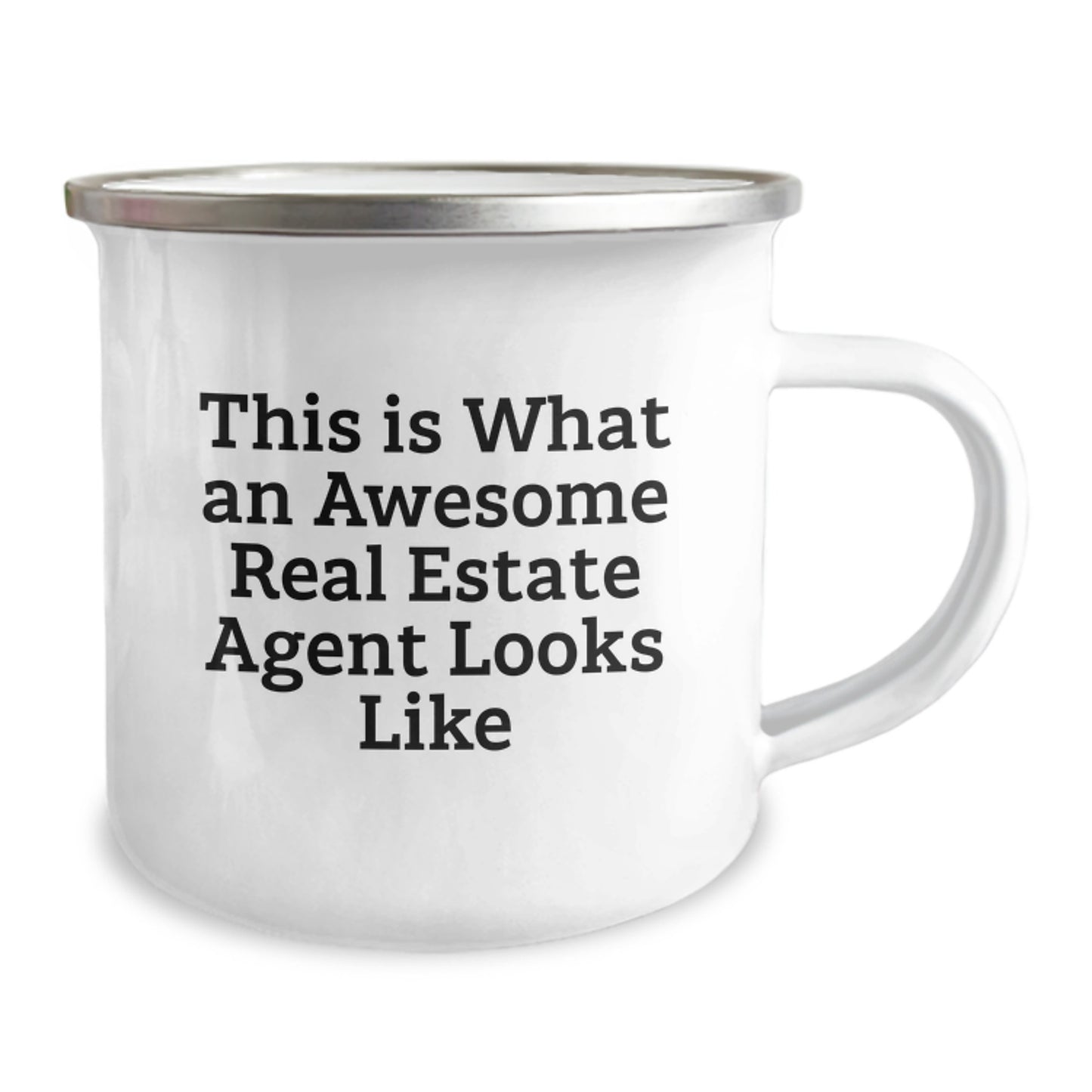 Gifts from Friends to Real Estate Agents, 'This Is What An Awesome Real Estate Agent Looks Like' Funny Quote, Camping Mug for Birthday, 12 oz Stainless Steel with Enamel Finish - Image 2