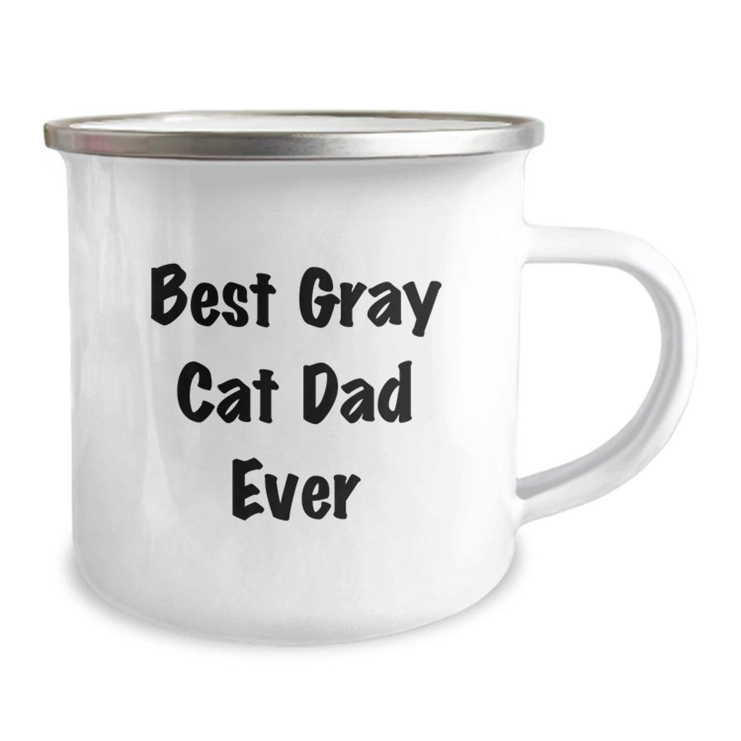 Funny Gray Cat Gifts for Dad - Best Gray Cat Dad Ever Camping Mug, 12 oz Stainless Steel with Enamel Finish, Birthday Unique Gift Ideas for Men, Gifts from Dad to Son, Unique Present - Image 2
