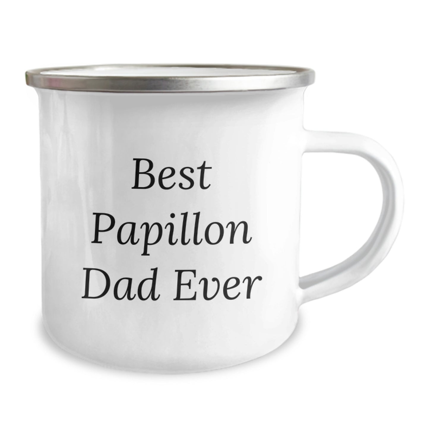 Funny Papillon Dog Gifts for Men, Best Papillon Dad Ever, 12 oz Camping Mug, Unique Graduation Gifts from Dad to Son - Image 2