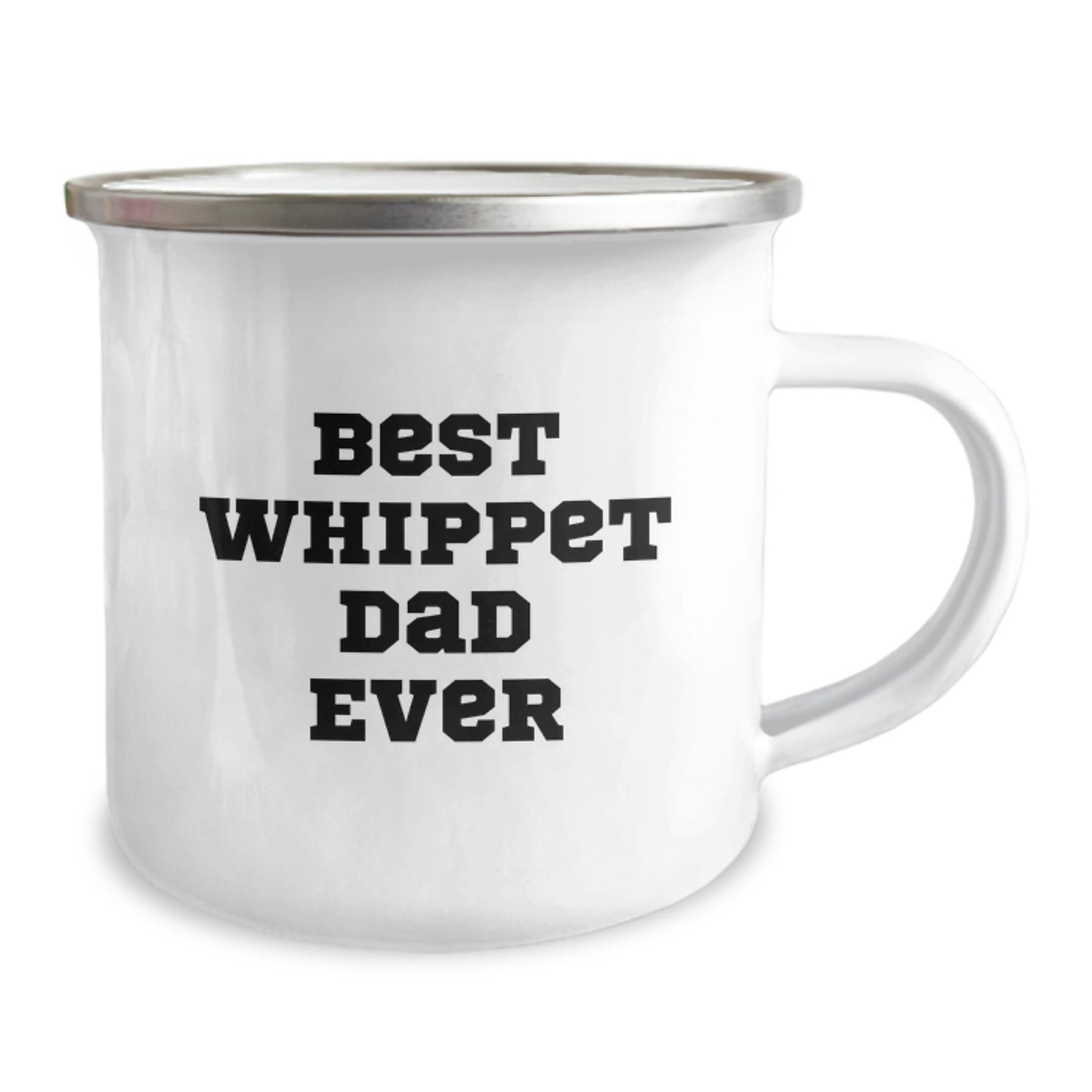 Whippet Dog Lovers Gift, Funny 'Best Whippet Dad Ever' Camping Mug, 12 oz Stainless Steel with Enamel Finish, Gifts from Dad to Best Whippet Dad - Image 2