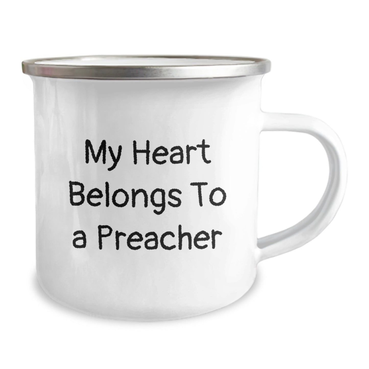 Funny Preacher Gifts, My Heart Belongs To A Preacher Christmas Unique Gifts from Men, Gifts for Preacher, Preacher Lover Camping Mug - Image 2