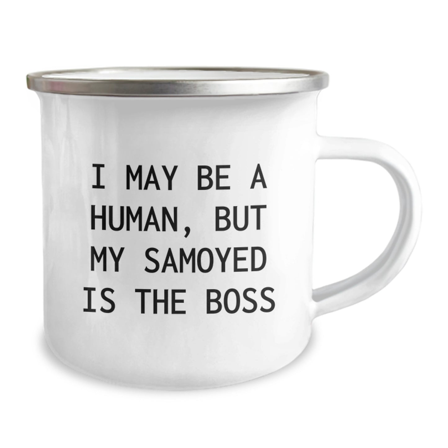 Samoyed Dog Lover Gifts from Husband - Funny Valentine's Camping Mug for Her - 'I May Be A Human, But My Samoyed Is The Boss' - Image 2
