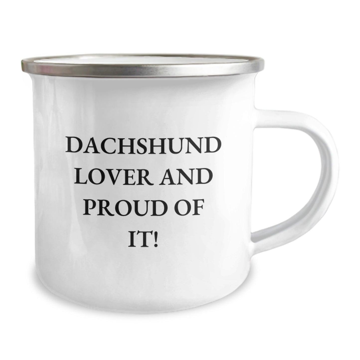 Dachshund Dog Lovers Camping Mugs Gifts from Friends and Family, Funny Quote 'Dachshund Lover And Proud Of It!' for Birthday, 12 oz Stainless Steel with Enamel Finish - Image 2