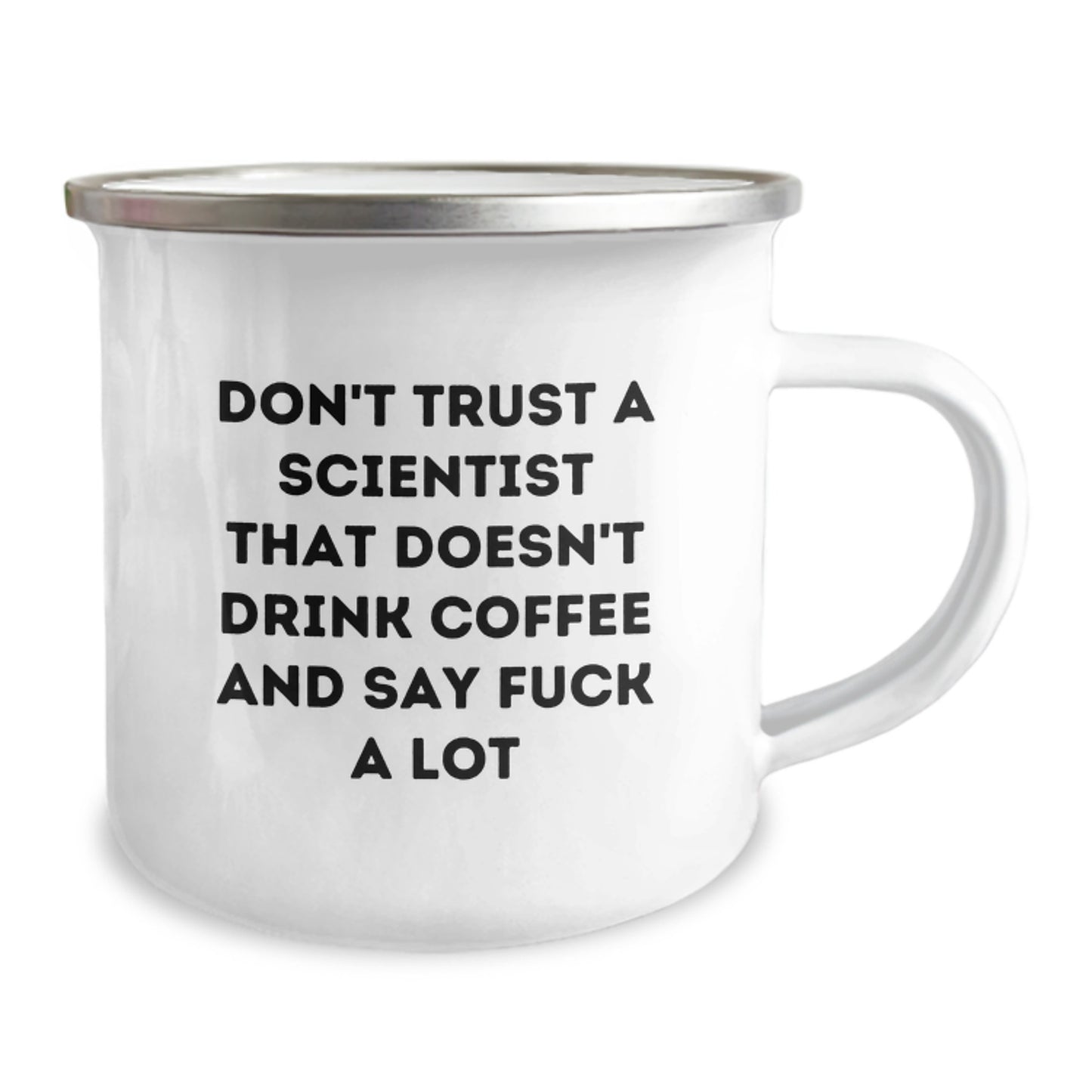 Funny Scientist Gifts for Mom on Mother's Day, Unique Science Lover Camping Mug with Quote 'Don't Trust A Scientist...' - Image 2