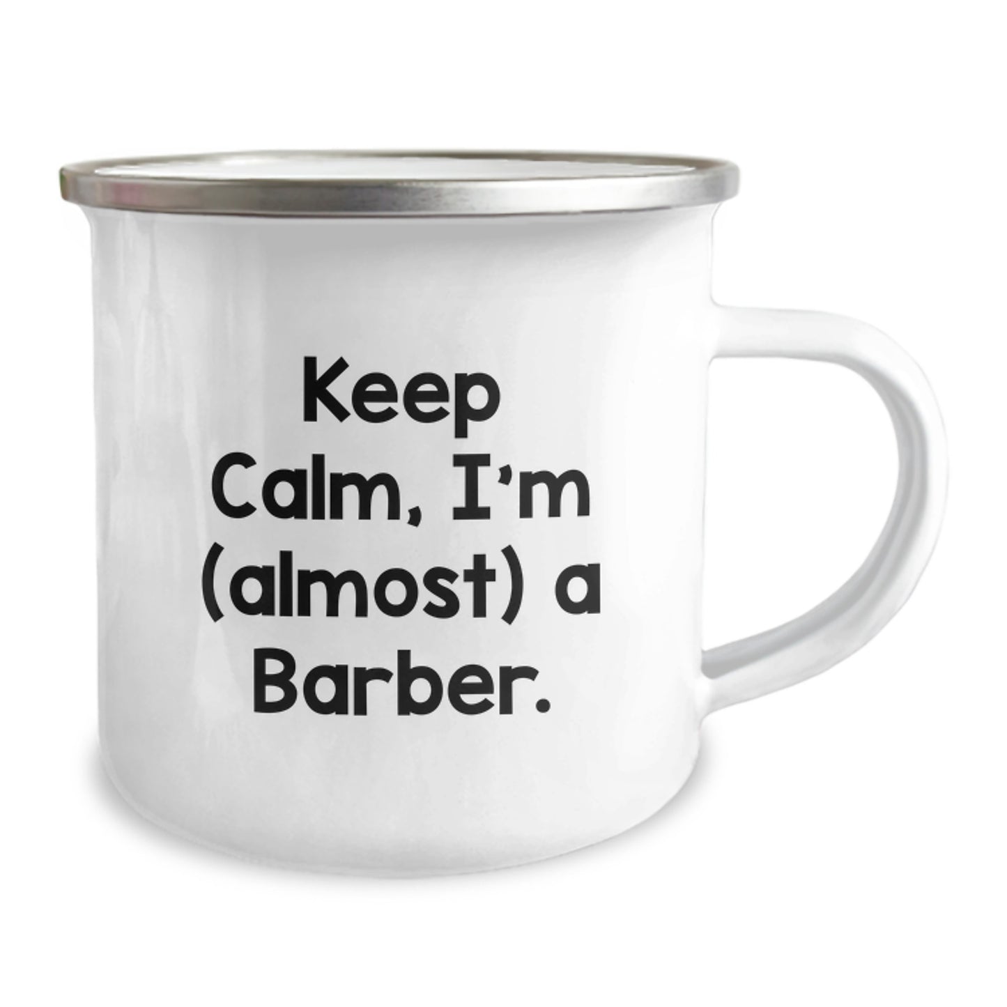Funny Barber Gifts, Keep Calm I'm (almost) A Barber Cute Camping Mug for Men, Christmas Unique Fun Gift Ideas from Friends to Family - Image 2