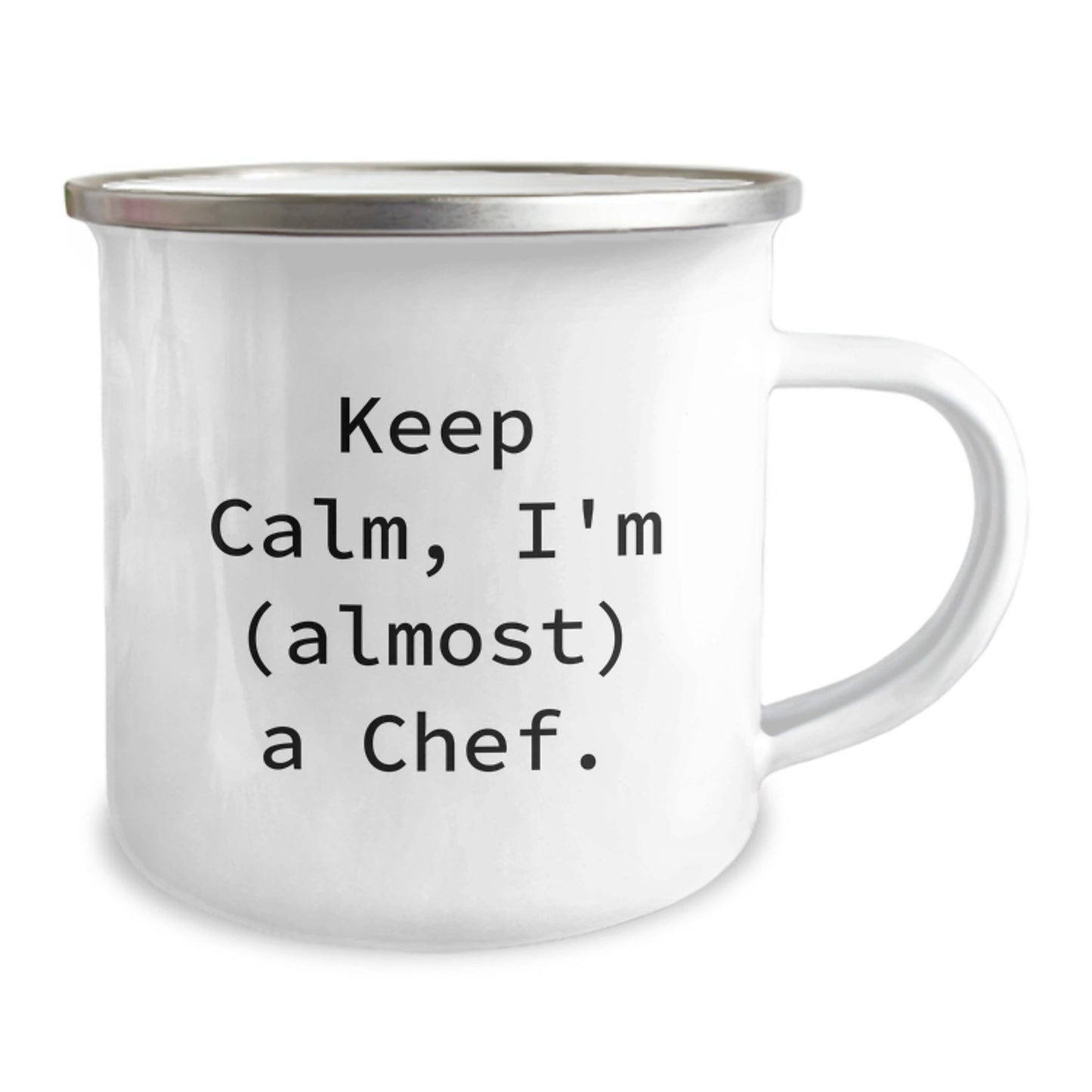 Funny Chef Gifts for Men, Camping Mug with Keep Calm I'm almost a Chef Quote, Unique Christmas Unique Gifts from Friends to Family - Image 2