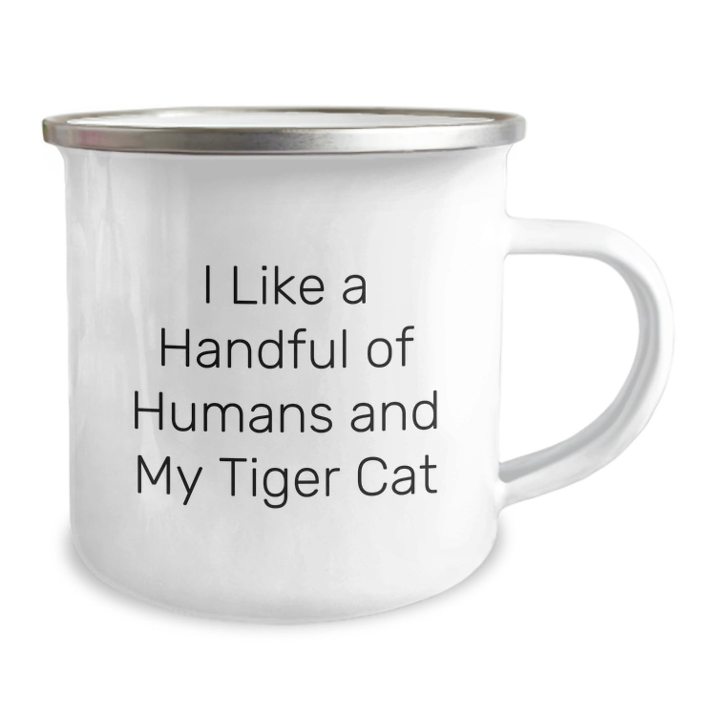 Funny Tiger Cat Camping Mugs, Gifts from Men, Women, or Friends for Tiger Cat Enthusiasts on Valentine's, I Like A Handful Of Humans And My Tiger Cat - Image 2