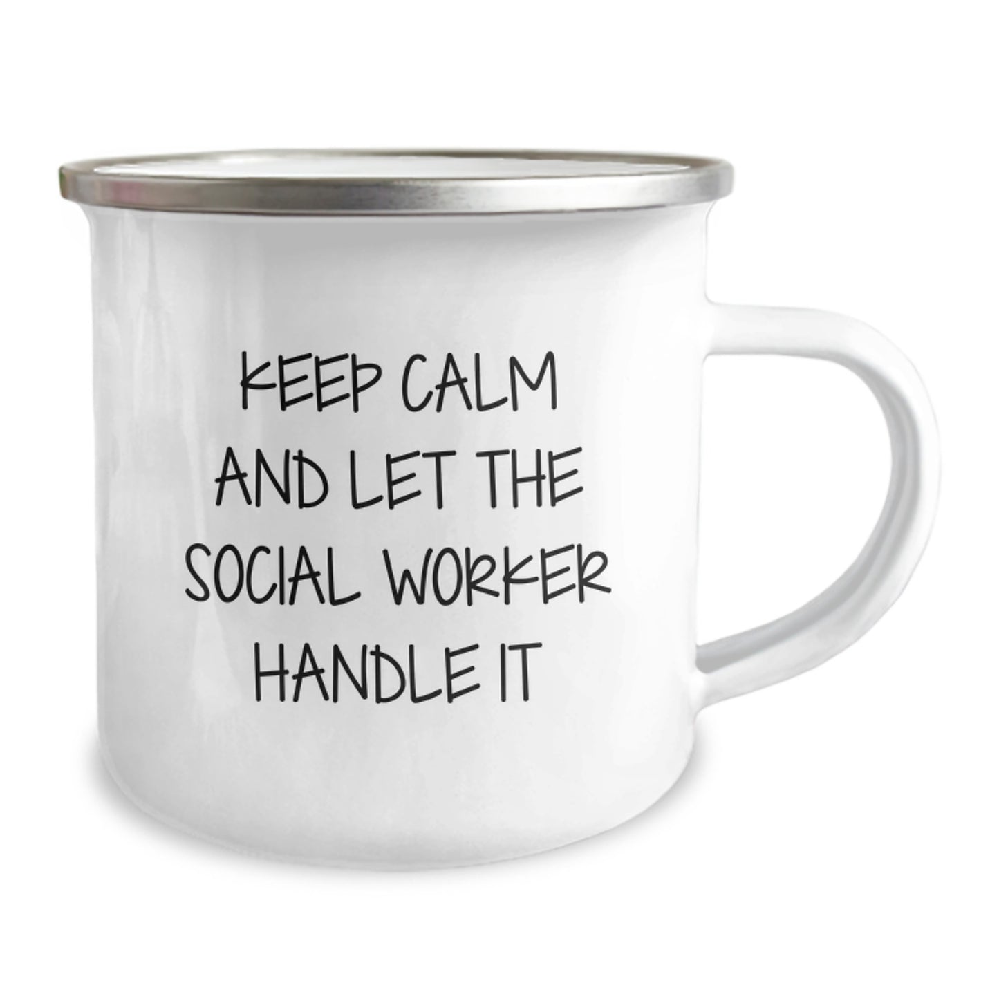 Funny Social Worker Camping Mug Gifts, Christmas Unique Presents for Social Worker Friends and Family, Keep Calm and Let the Social Worker Handle It, 12 oz Stainless Steel with Enamel Finish - Image 2
