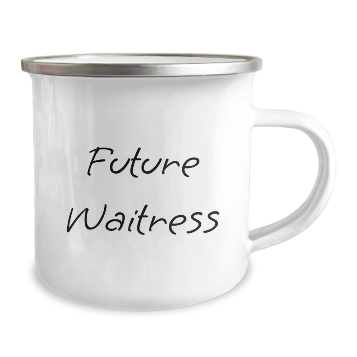 Funny Future Waitress Graduation Gifts from Friends, Unique Waitress Camping Mug for Her, Inspirational Quote 'Future Waitress' - 12 oz Stainless Steel with Enamel Finish - Image 2