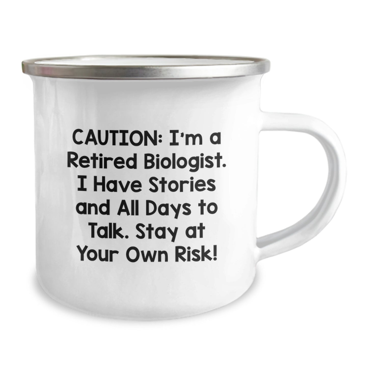 Funny Retirement Biologist Gifts for Men Birthday Camping Mugs, Gifts from Friends to Coworkers, Stay At Your Own Risk! - Image 2