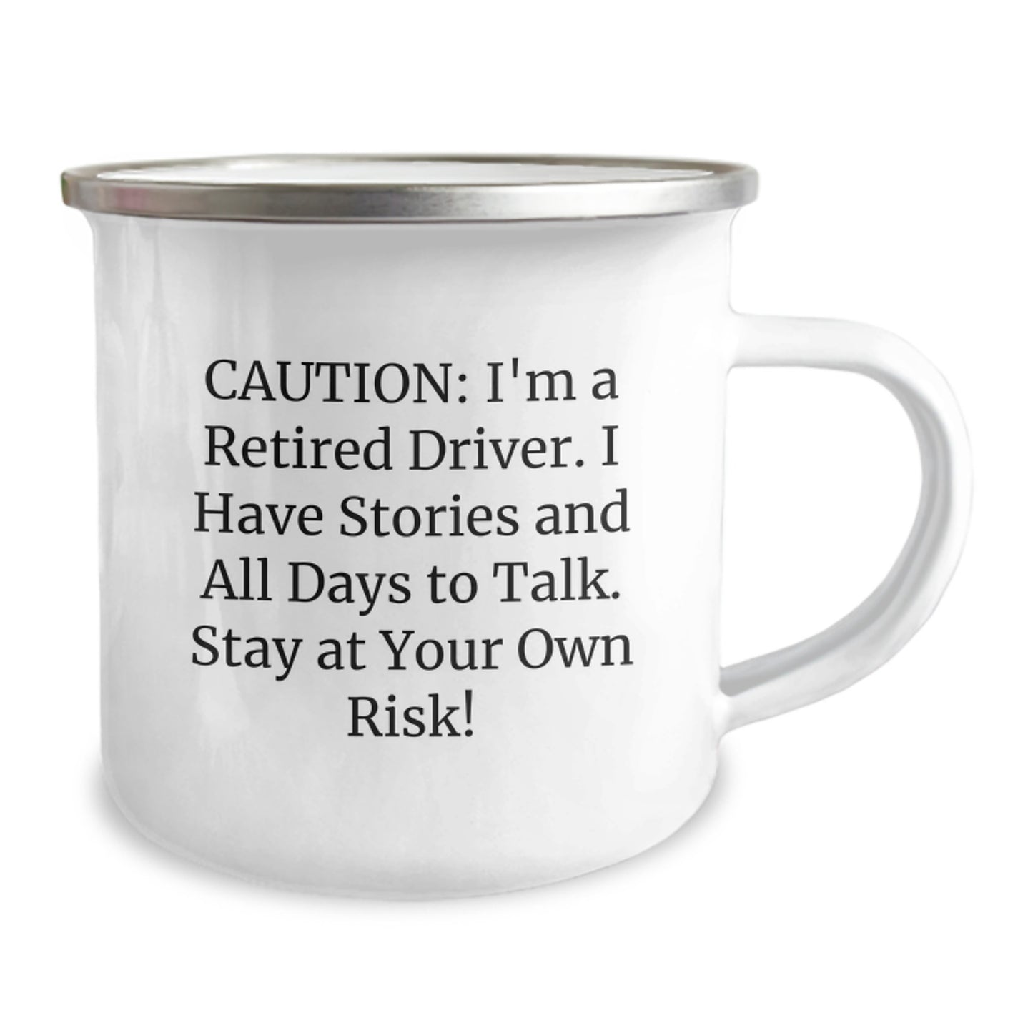 Funny Driver Gifts from Men to Friends - Christmas Unique Mugs for Camping Enthusiasts, 'I'm A Retired Driver', 12 oz Stainless Steel Enamel Finish - Image 2