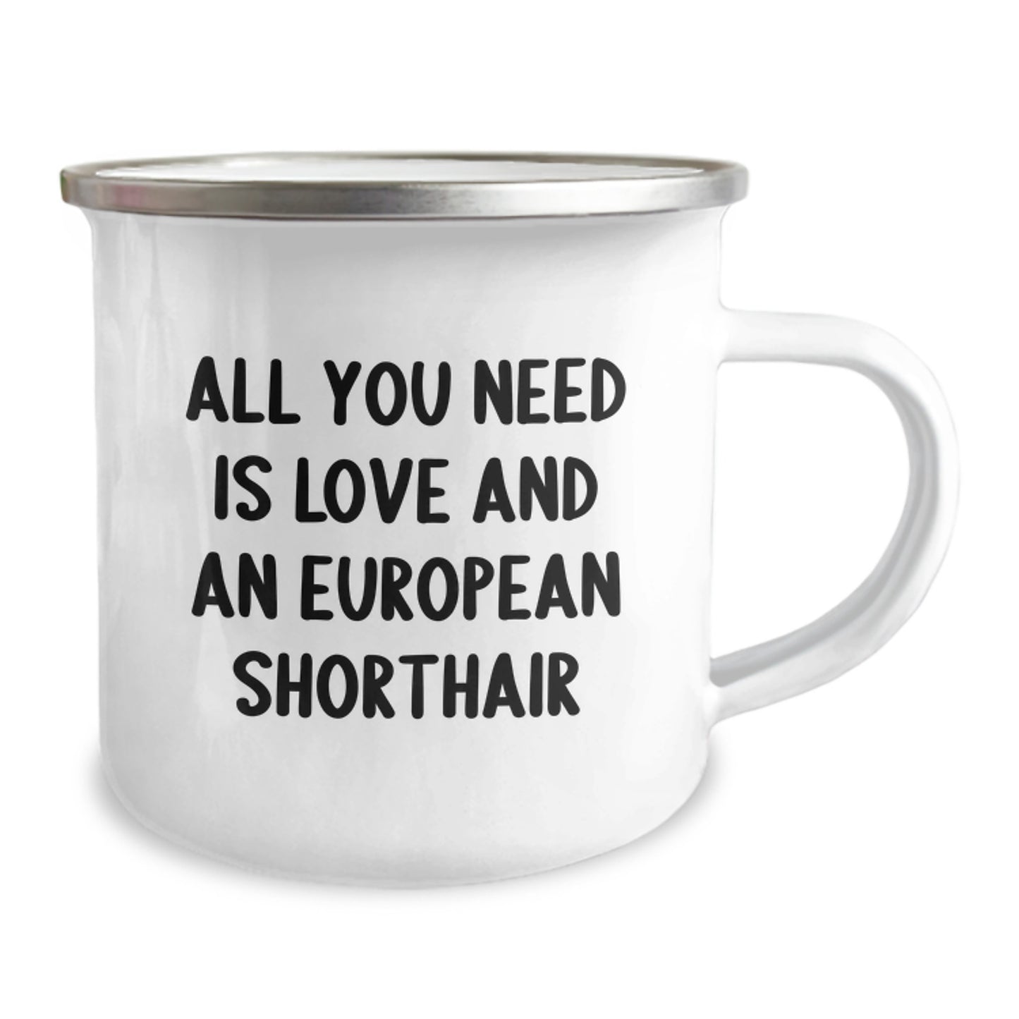 European Shorthair Cat Lover Gifts from Friends - All You Need Is Love - 12 oz Camping Mug for Graduation Unique Gifts - Image 2