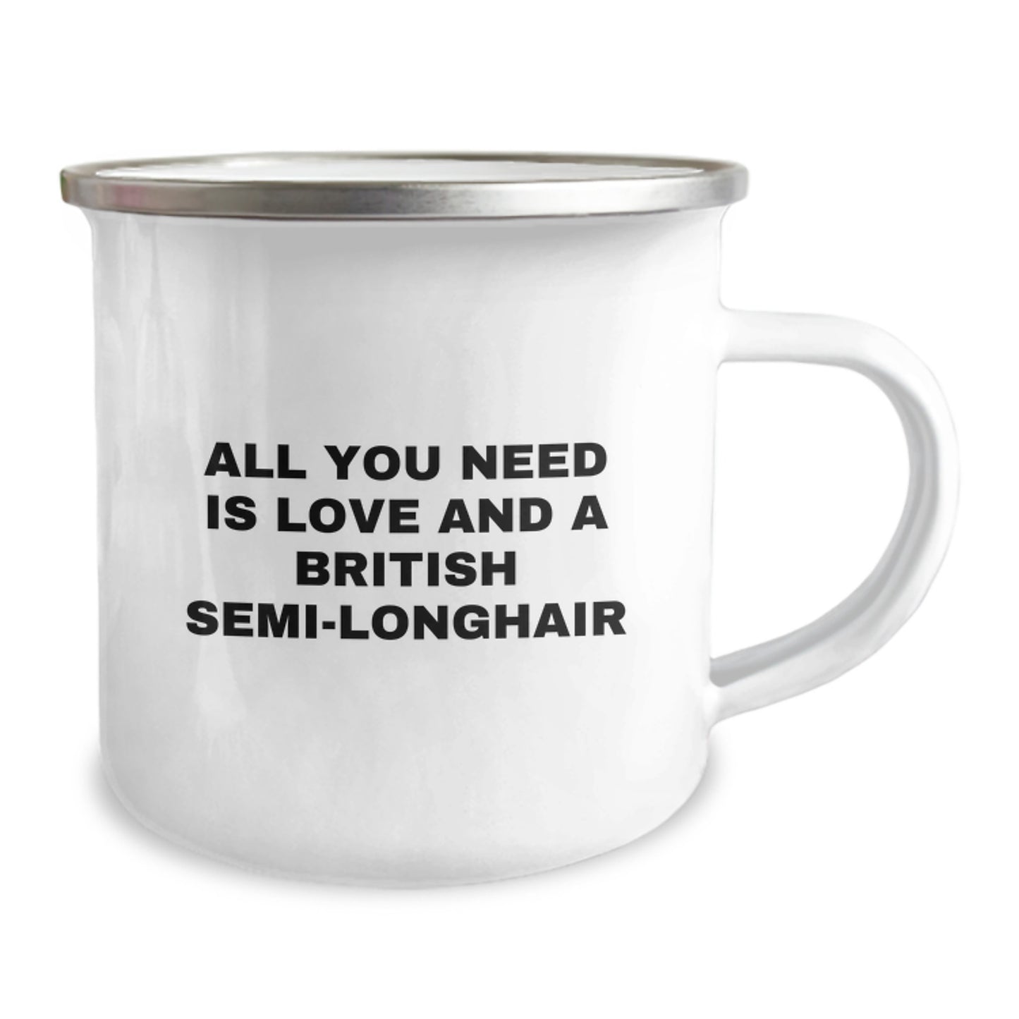 Funny British Semi-Longhair Cat Camping Mug Gifts from Family for British Semi-Longhair Cat Lovers on Christmas Morning - All You Need Is Love And A British Semi-longhair - Image 2