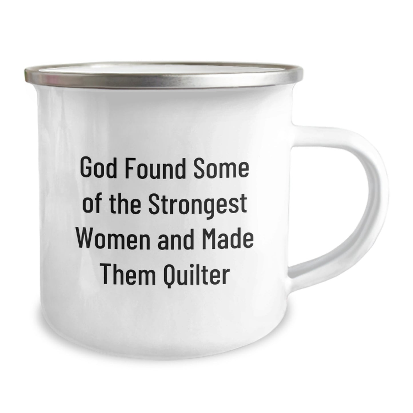 Quilter Gifts from Men - Funny Quilter Camping Mug with God's Quote for Strongest Women - 12 oz Stainless Steel with Enamel Finish, Great Graduation Unique Gifts for Women - Image 2