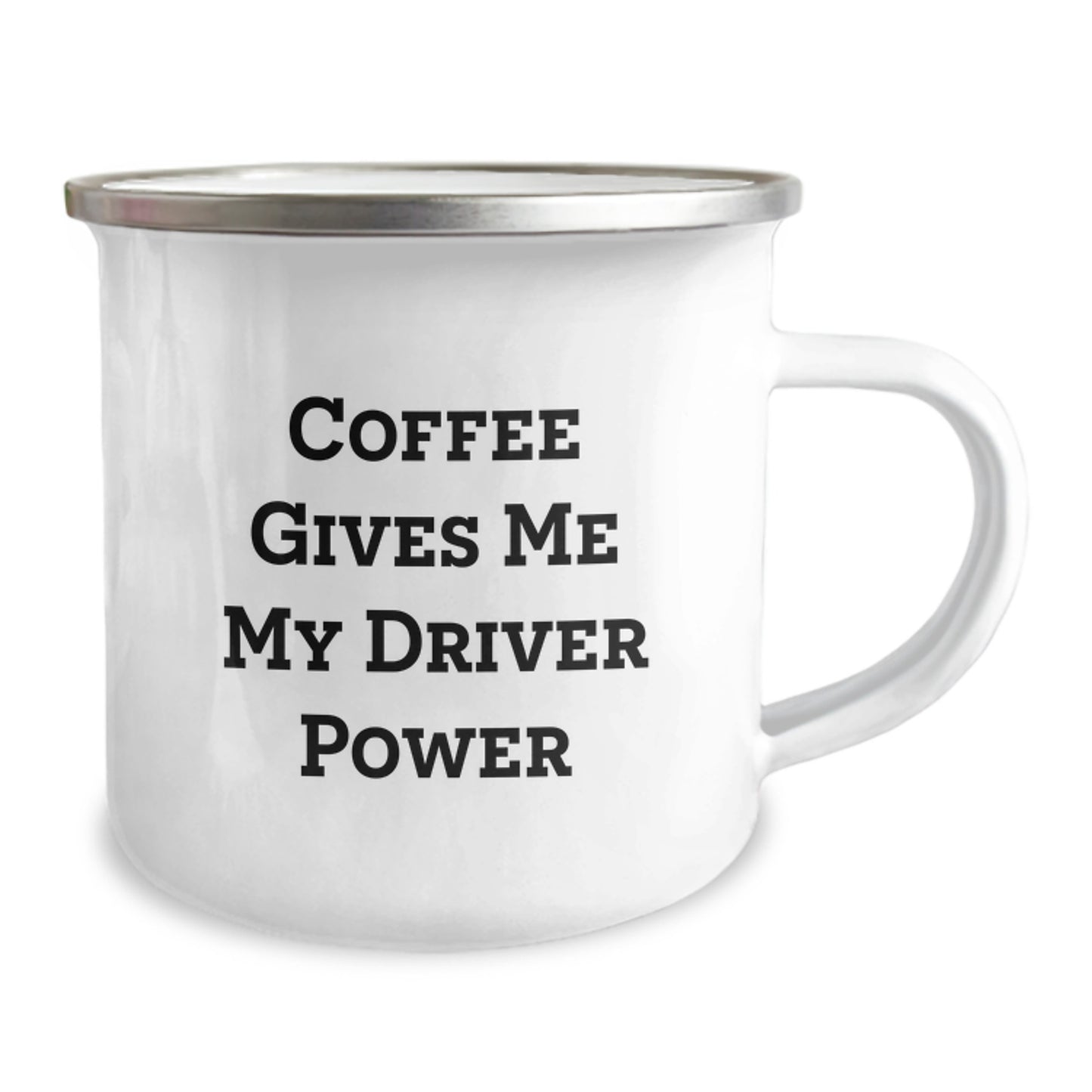 Funny Driver Gifts from Friends for Driver Birthday Unique Camping Mug, Coffee Gives Me My Driver Power, 12 oz Stainless Steel Enamel Finish - Image 2
