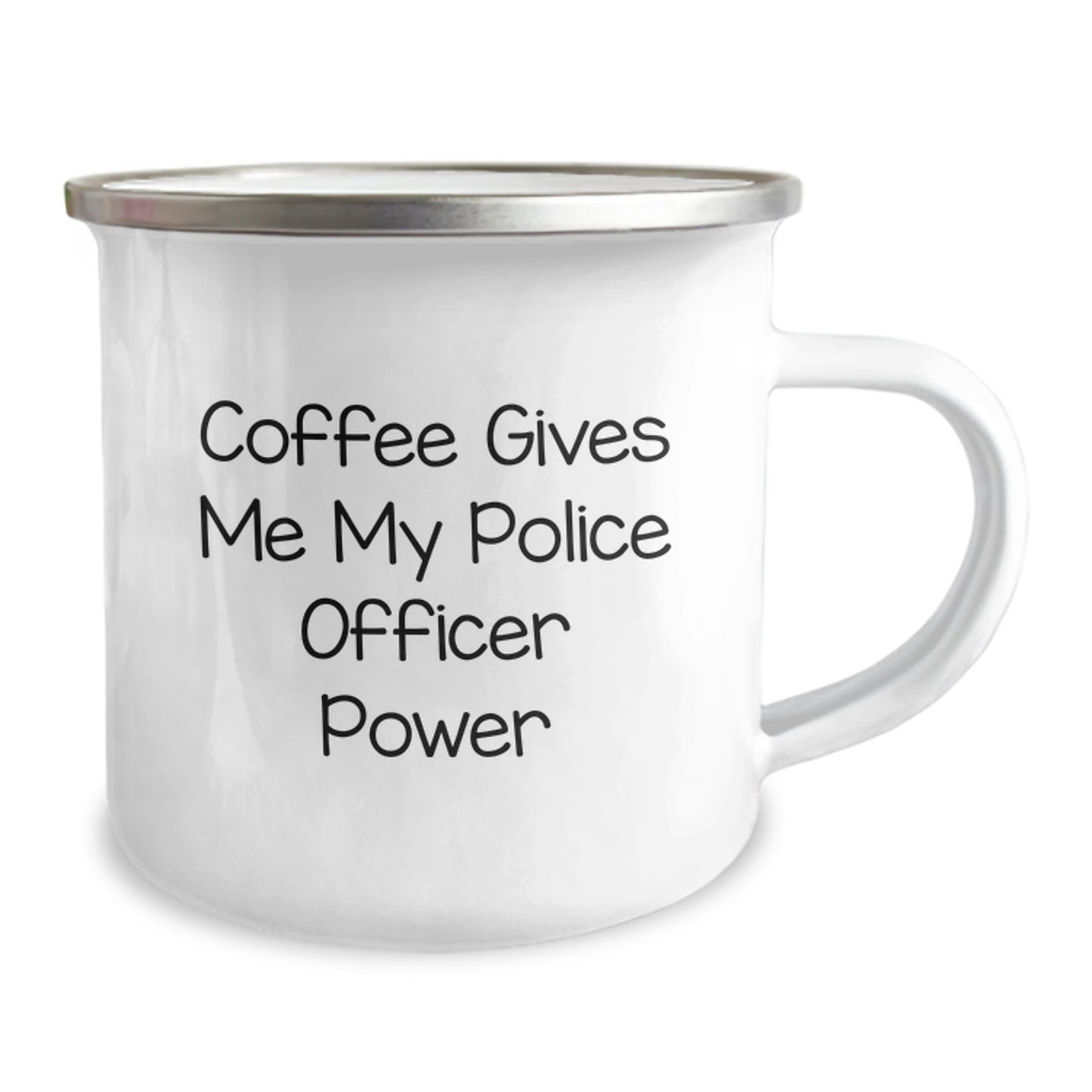 Funny Police Officer Gifts from Friends for Him - Coffee Gives Me My Power Camping Mug, Stainless Steel with Enamel Finish, 12 oz Capacity - Unique Graduation Gifts for Men - Image 2