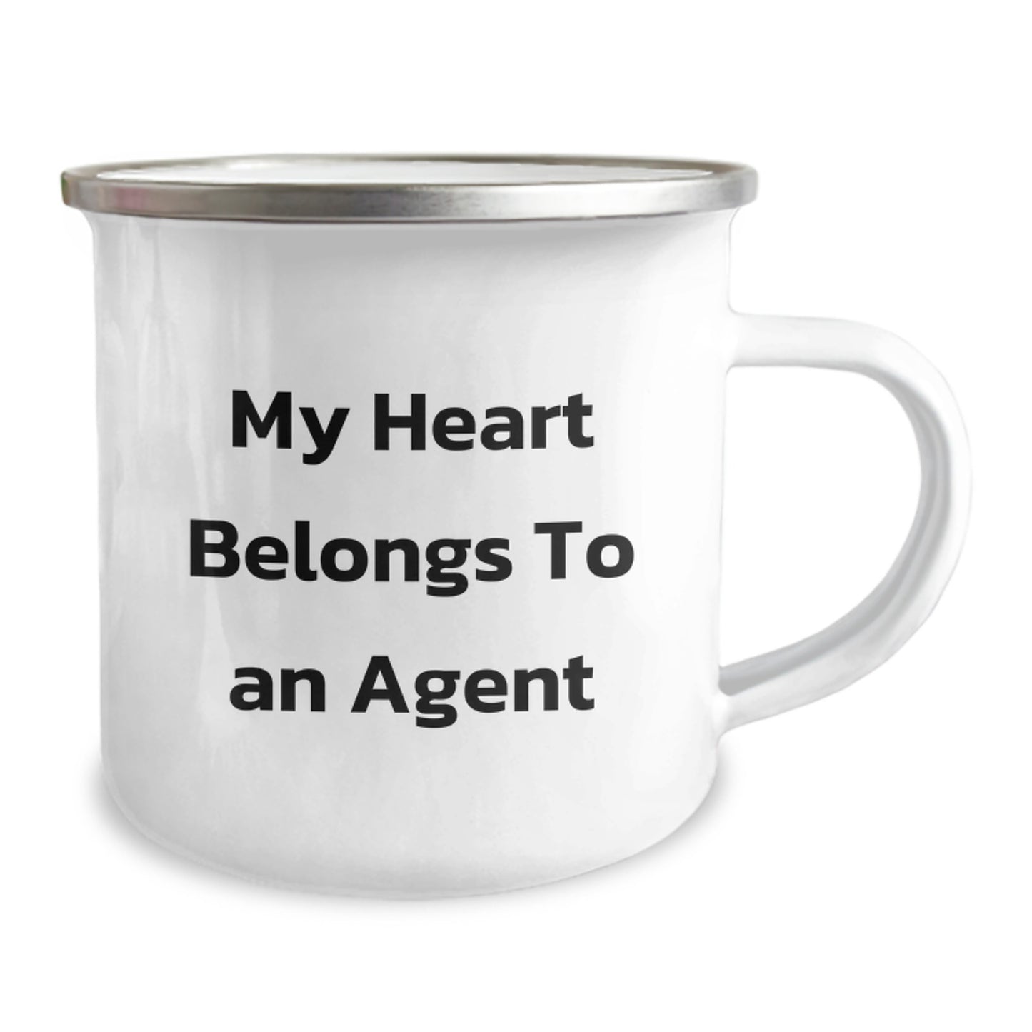 Funny Agent Gifts from Family, My Heart Belongs To An Agent Christmas Unique Gifts for Agent, Stainless Steel Camping Mug - Image 2