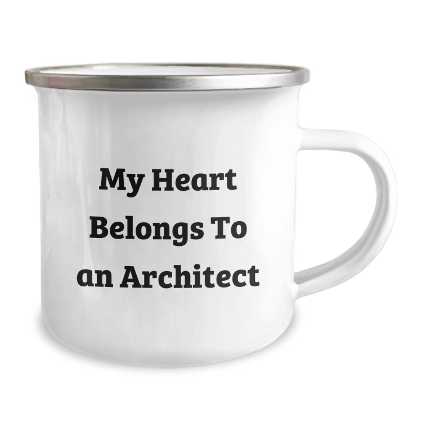 Funny Architect Gifts from Friends for Birthday Unique Gifts - 'My Heart Belongs To An Architect' Camping Mug - Image 2