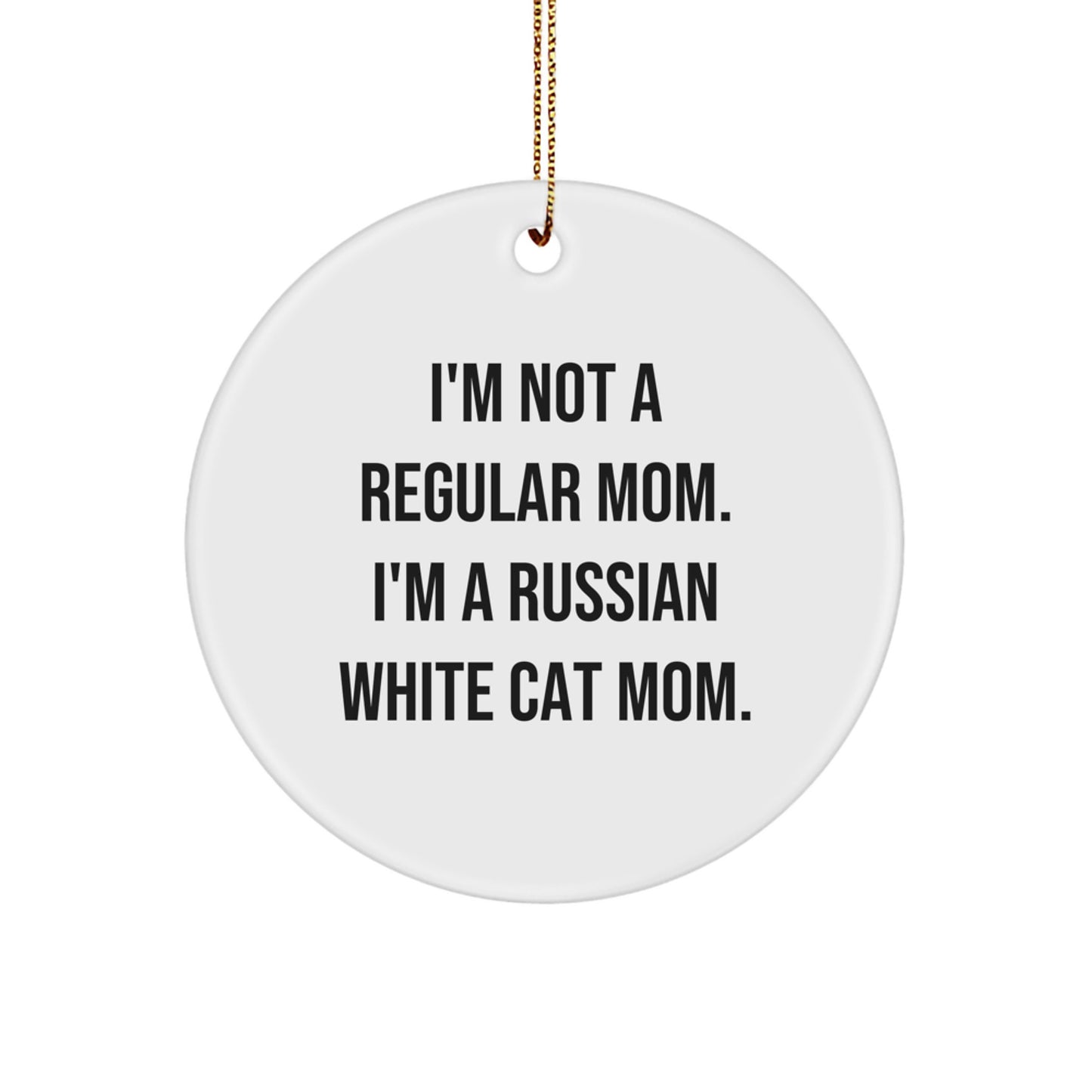 Funny Russian White Cat Mom Gifts from Friends to Family - Russian White Cat Circle Ornament for Christmas - Image 1