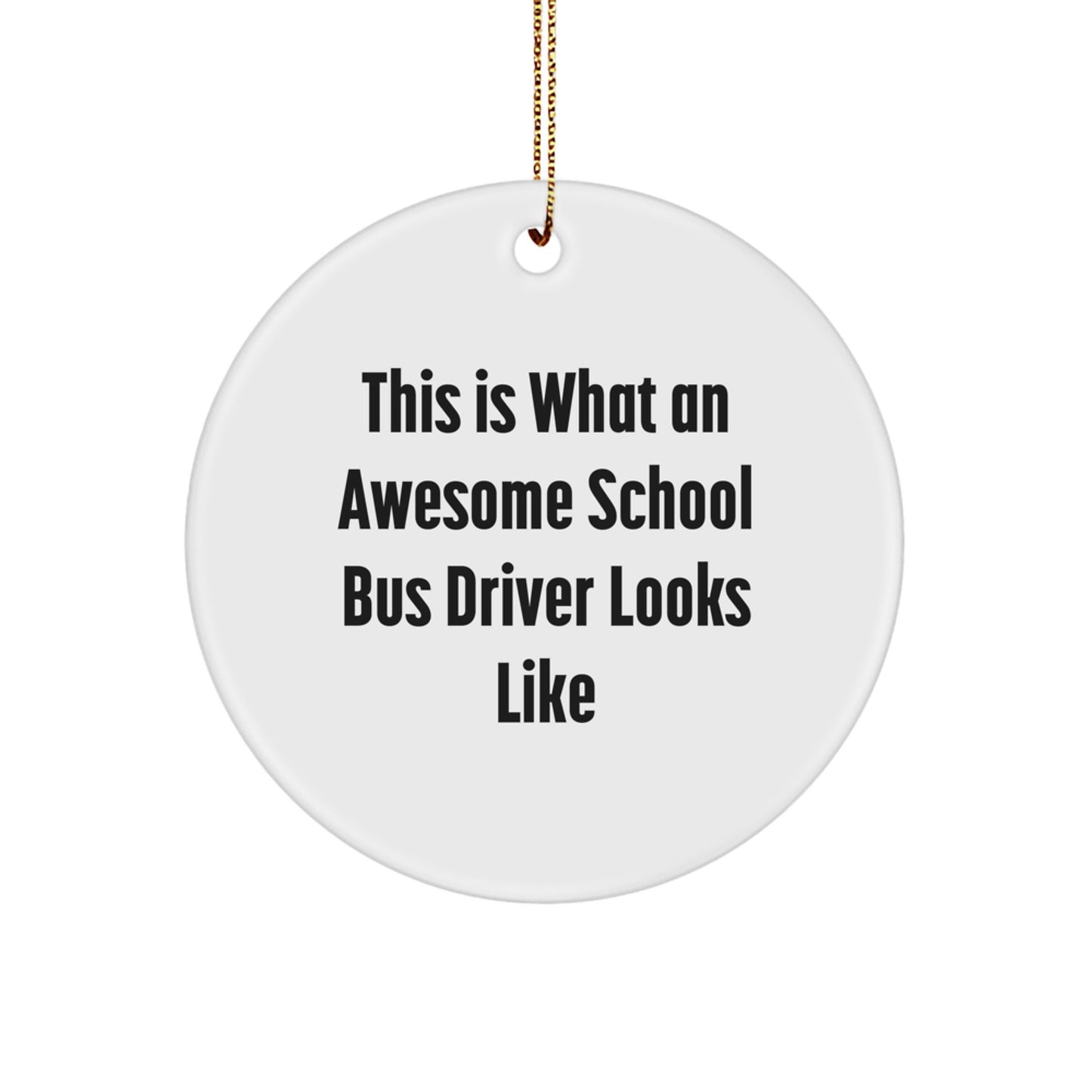 Funny School Bus Driver Gifts from Men to School Bus Driver - This Is What An Awesome School Bus Driver Looks Like Circle Ornament for Christmas - Image 1