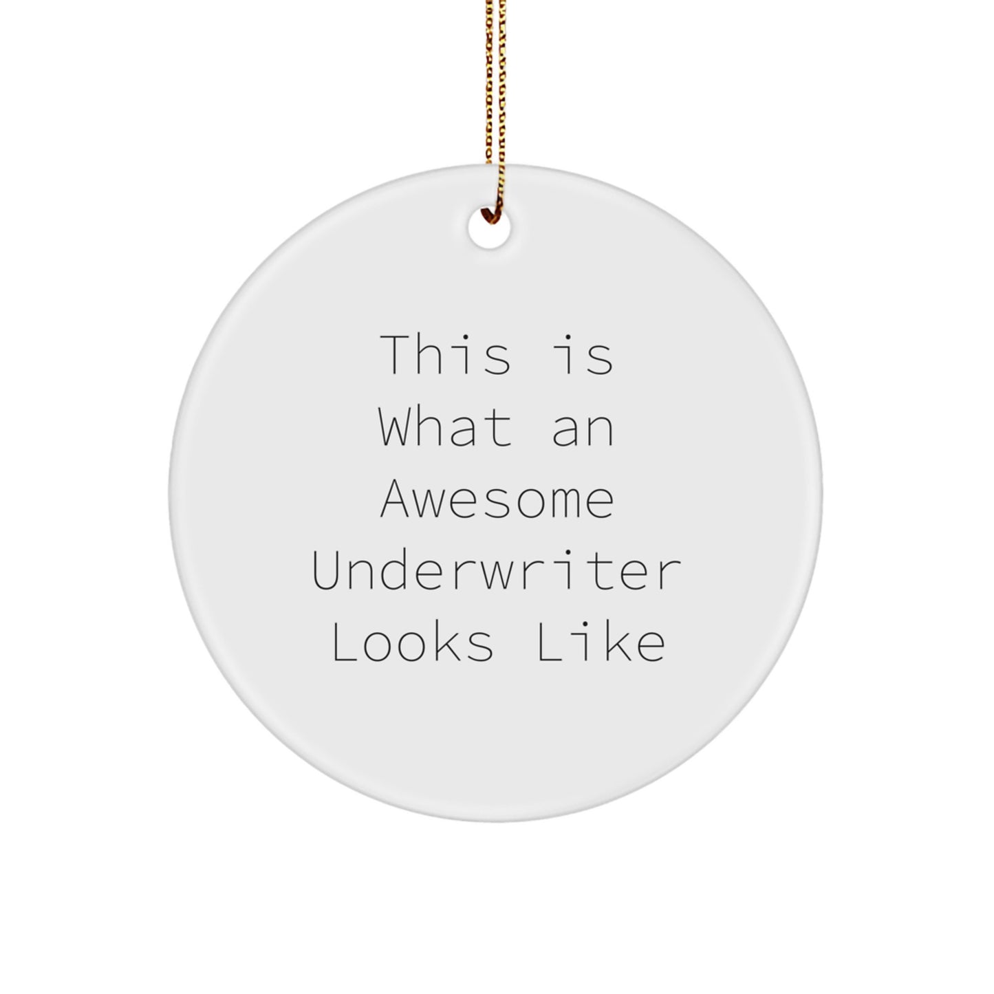 Underwriter Gifts from Friends to Family - Funny Circle Ornament, 'This Is What An Awesome Underwriter Looks Like', White, 2.75'' tall, Perfect for Christmas - Image 1