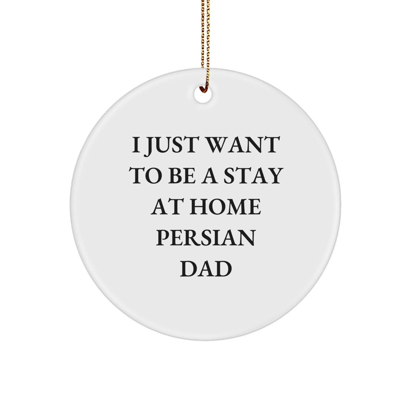 Funny Persian Cat Gifts from Dad - Circle Ornament for Christmas, 'I Just Want To Be A Stay At Home Persian Dad' Quote, Gifts for Persian Cat Lovers - Image 1