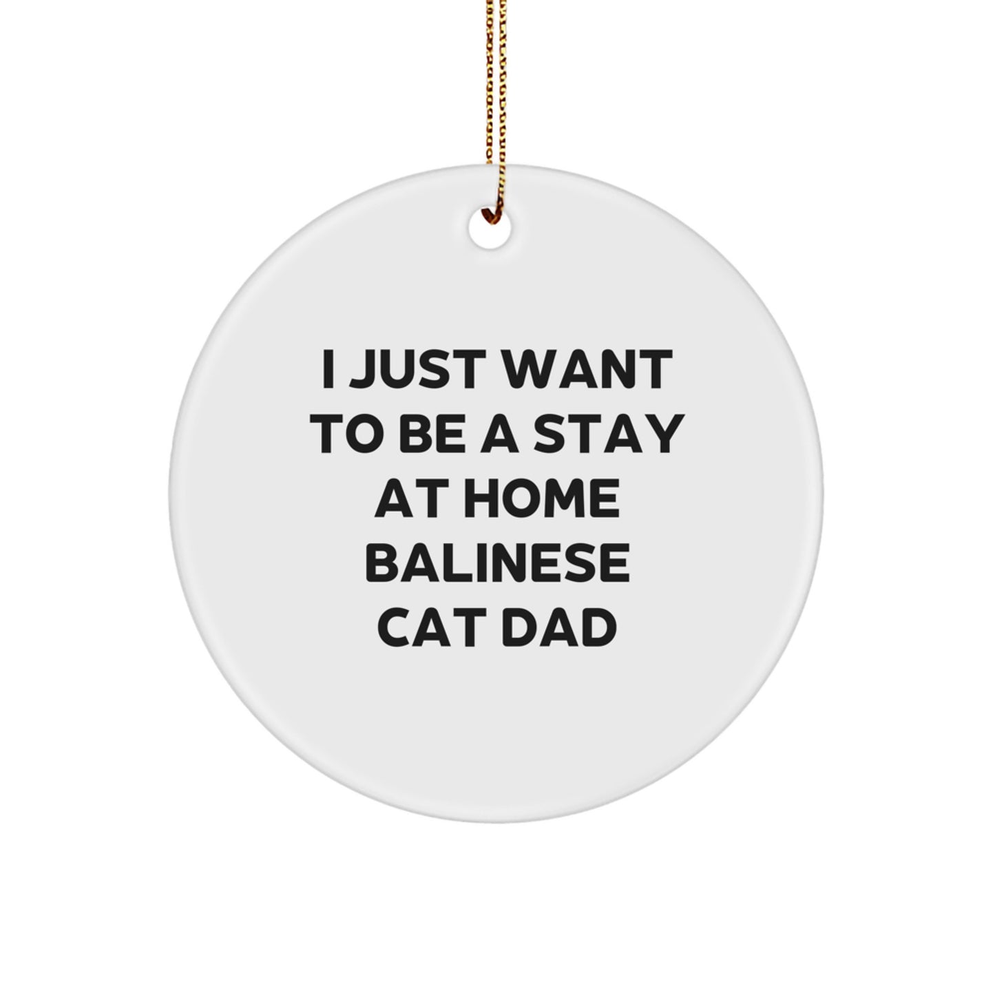 Funny Balinese Cat Dad Gifts for Men from Friends - Circle Ornament for Christmas, Inspirational Quote 'I Just Want To Be A Stay At Home Balinese Cat Dad' for Balinese Cat Lovers - Image 1