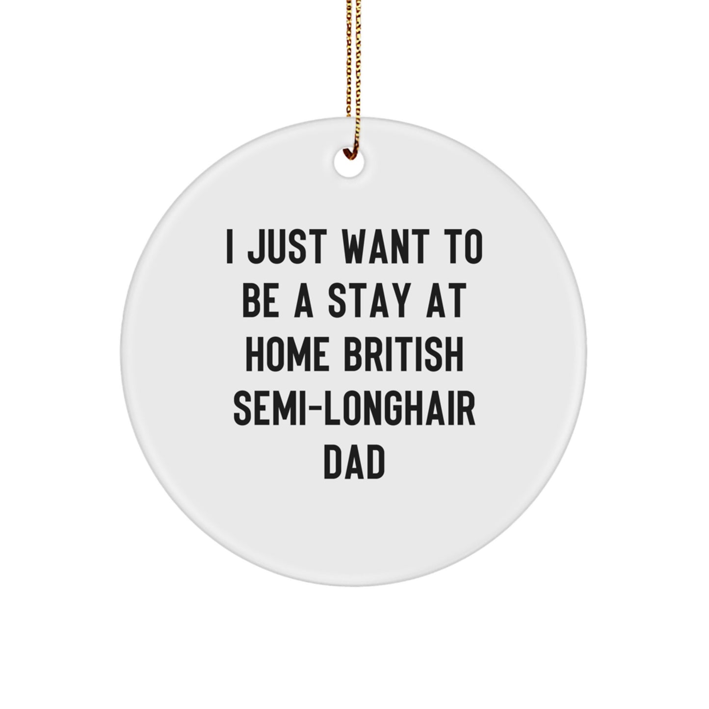 Christmas Unique Gifts from Dad for British Semi-Longhair Cat Lover - Funny Quote Circle Ornament, White, Circle Shaped - Image 1