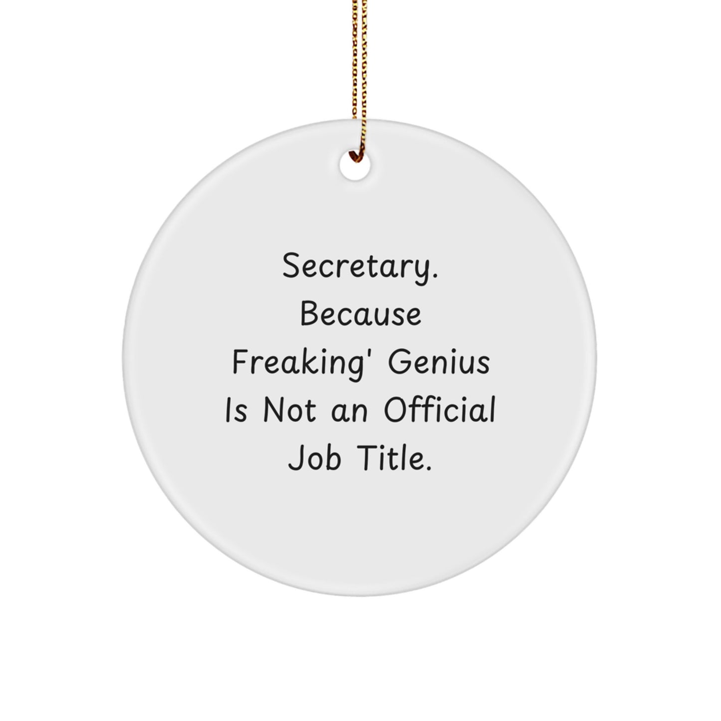 Funny Secretary Gifts from Men to Secretary, Christmas Unique Gifts for Secretary - Secretary Circle Ornament - Image 1