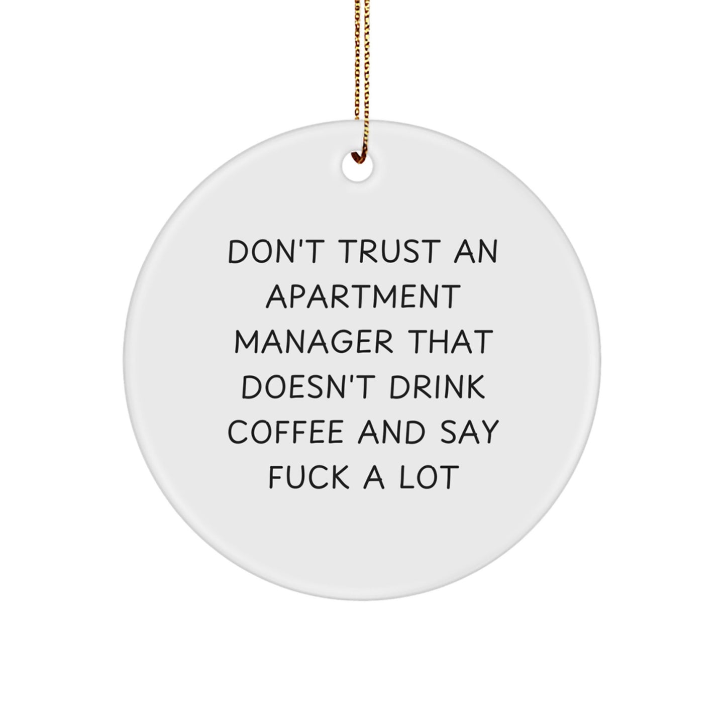Funny Gifts from Friends for Apartment Manager - 'Don't Trust' White Circle Ornament, Christmas Unique Ornaments, Circle Shaped MDF - Image 1