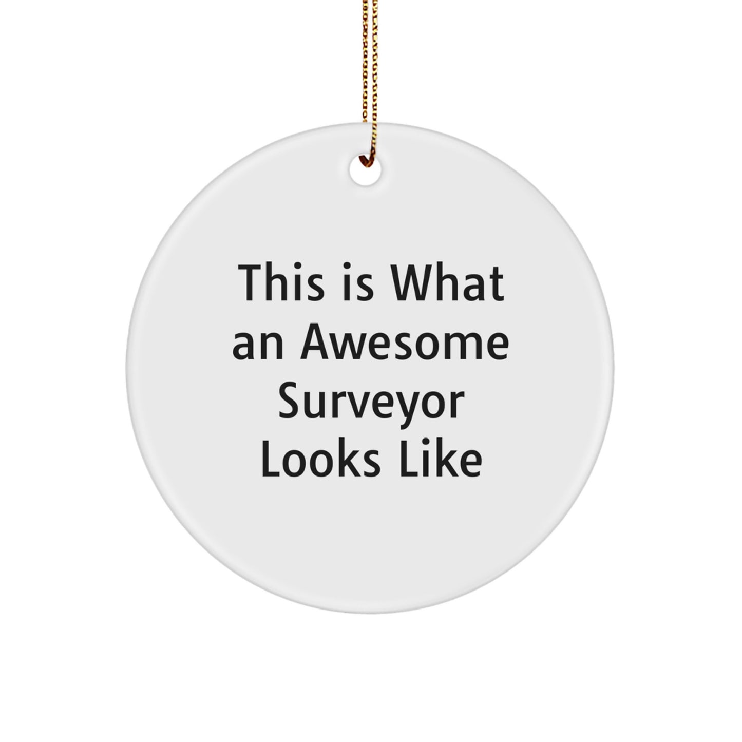 Funny Surveyor Gifts from Friends - This Is What An Awesome Surveyor Looks Like Circle Ornament, Christmas Unique Presents for Surveyor - Image 1