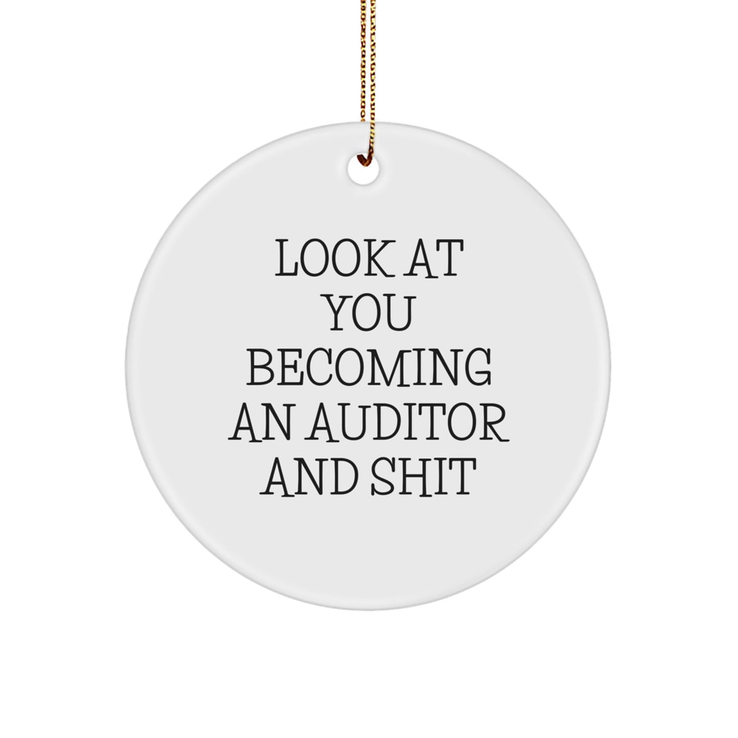 Funny Auditor Gifts for Men - Look At You Becoming An Auditor And Shit Christmas Circle Ornament, Gifts from Friends to Family - Image 1