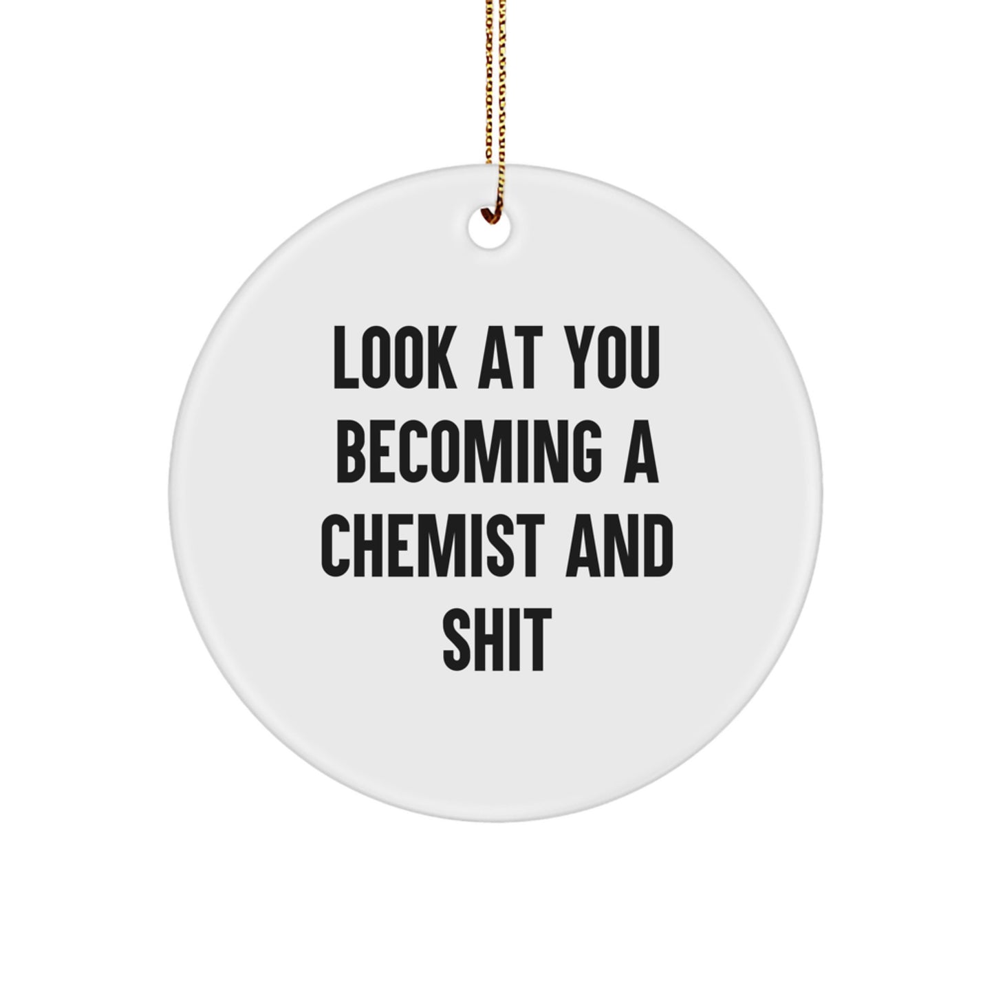 Funny Chemist Gifts for Men, Circle Ornament with 'Look At You Becoming A Chemist And Shit', Unique Christmas Unique Gifts from Friends, Family, Colleagues - Image 1