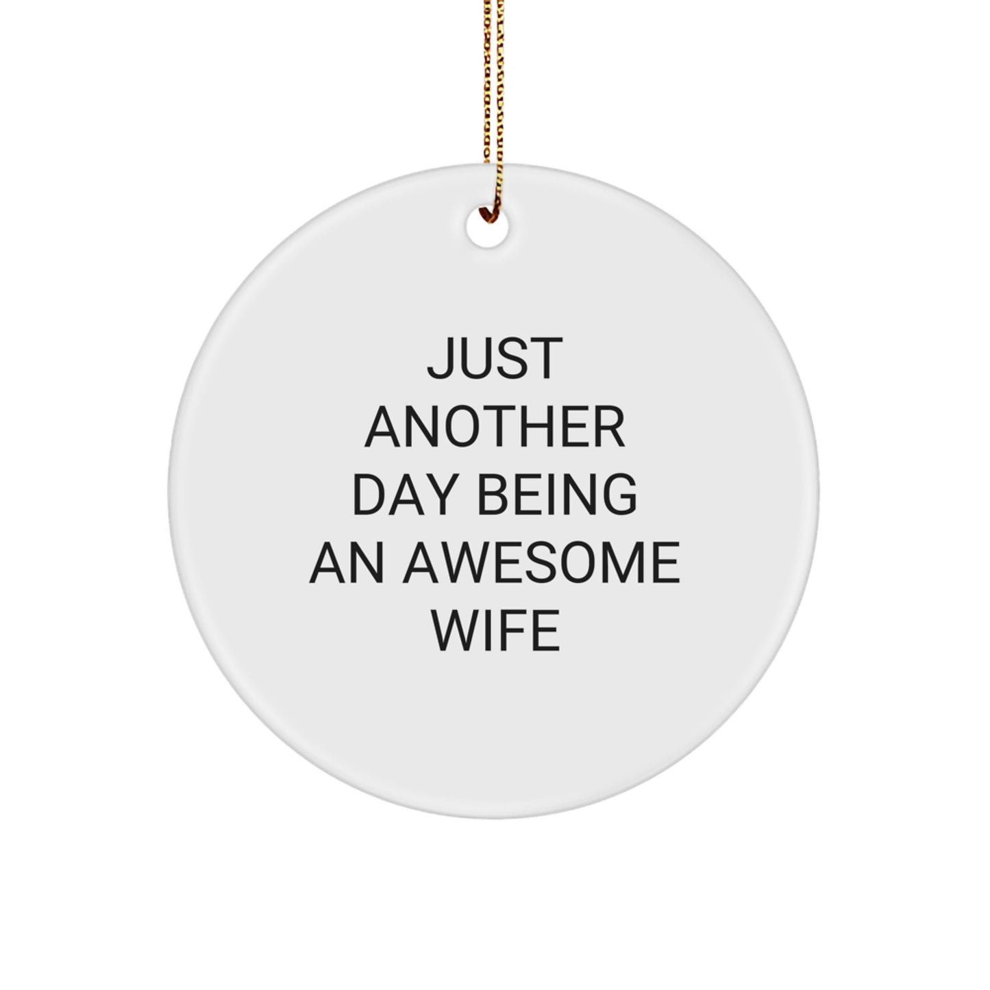 Funny Wife Gifts from Men for Christmas Unique Circle Ornaments, Inspirational 'Just Another Day Being An Awesome Wife' - Image 1