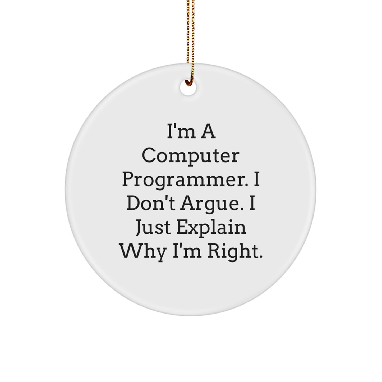 Funny Computer Programmer Gifts for Men, Circle Ornament, Inspirational - Gifts from Friends to Computer Programmers - Image 1