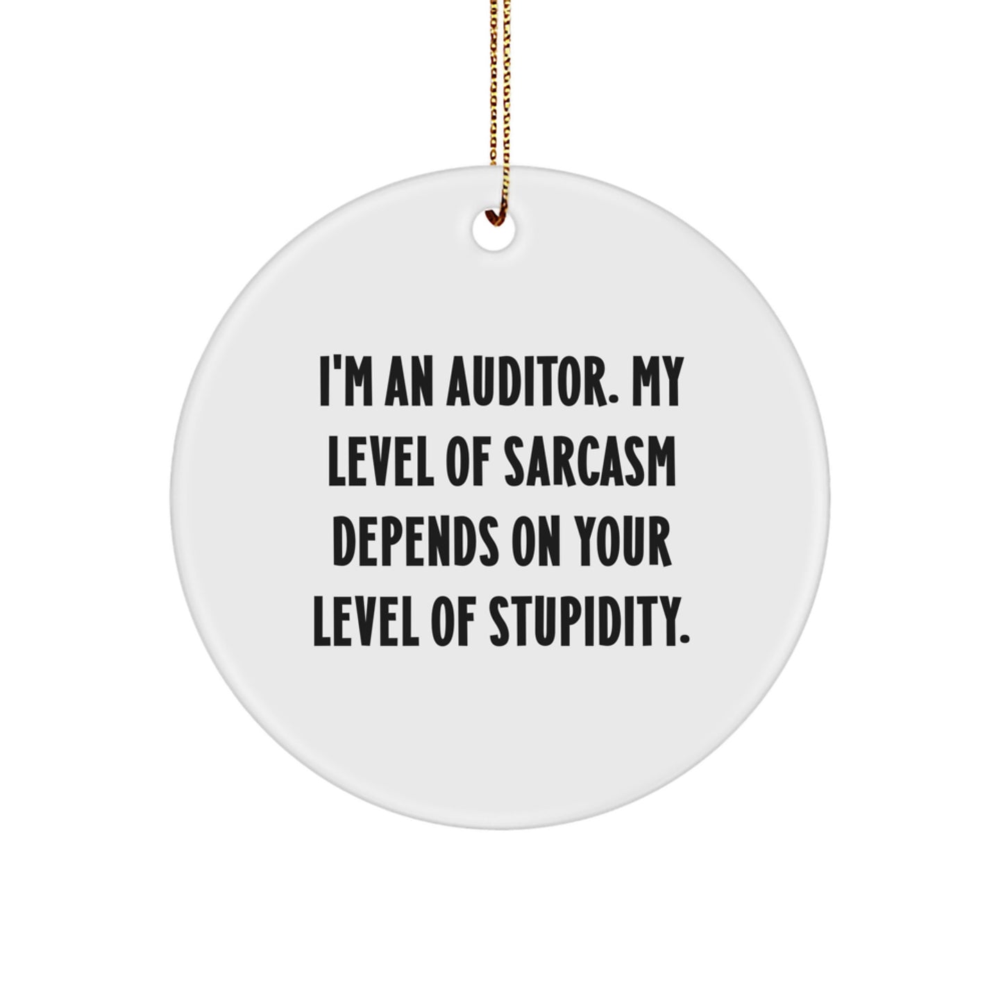 Funny Auditor Gifts for Men Friends Coworkers - 'I'm An Auditor' Sarcasm Humor Circle Ornament, White, Christmas Unique Presents - Image 1
