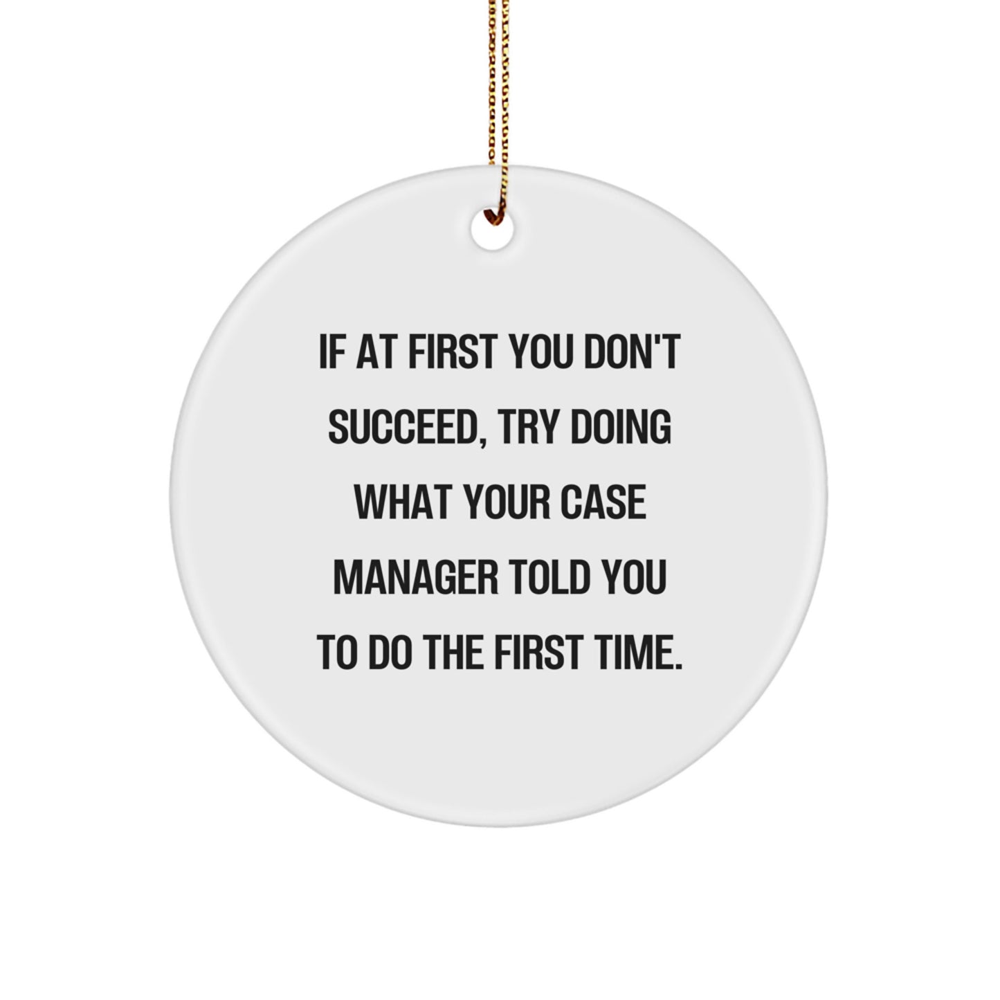 Funny Case Manager Gifts from Friends - Circle Ornament for Case Manager - If at First You Don't Succeed Gifts for Case Manager - Image 1