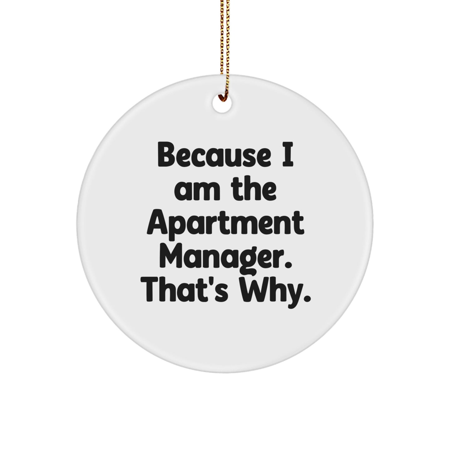 Funny Apartment Manager Gift, Because I Am The Apartment Manager That's Why, Circle Ornament for Christmas Unique Gifts from Friends to Apartment Manager - Image 1