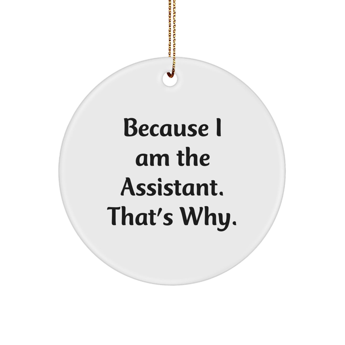 Funny Assistant Gifts from Friends for Assistant, Circle Ornament Because I Am The Assistant. That's Why. Christmas Unique Gifts - Image 1