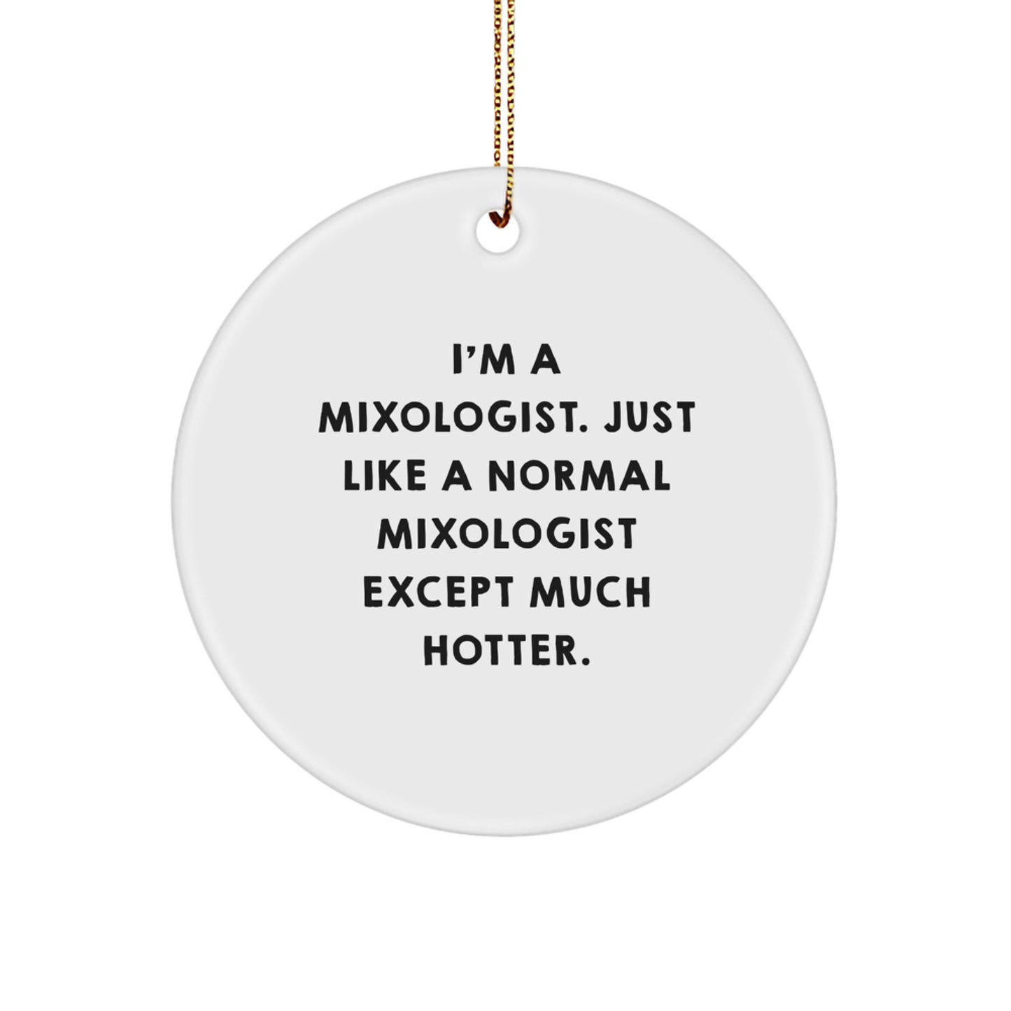 Mixologist Christmas Unique Gifts from Friends and Family, Funny Circle Ornament for Men, White Circle Shaped Decorations for Home - Image 1