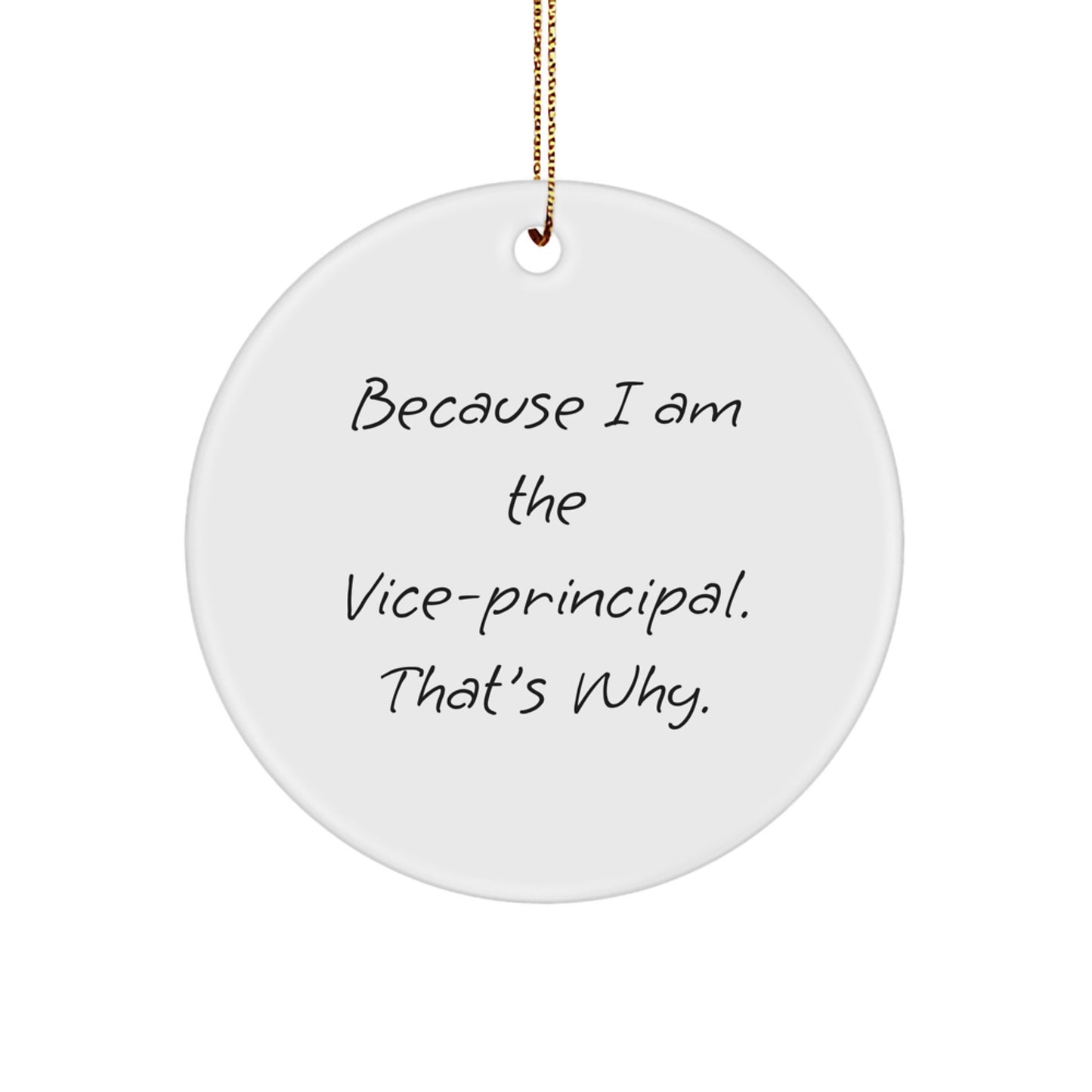 Funny Vice-Principal Gifts from Men for Vice-Principal, Unique Circle Ornament because I am the Vice-Principal, That's Why, Christmas Decorations - Image 1