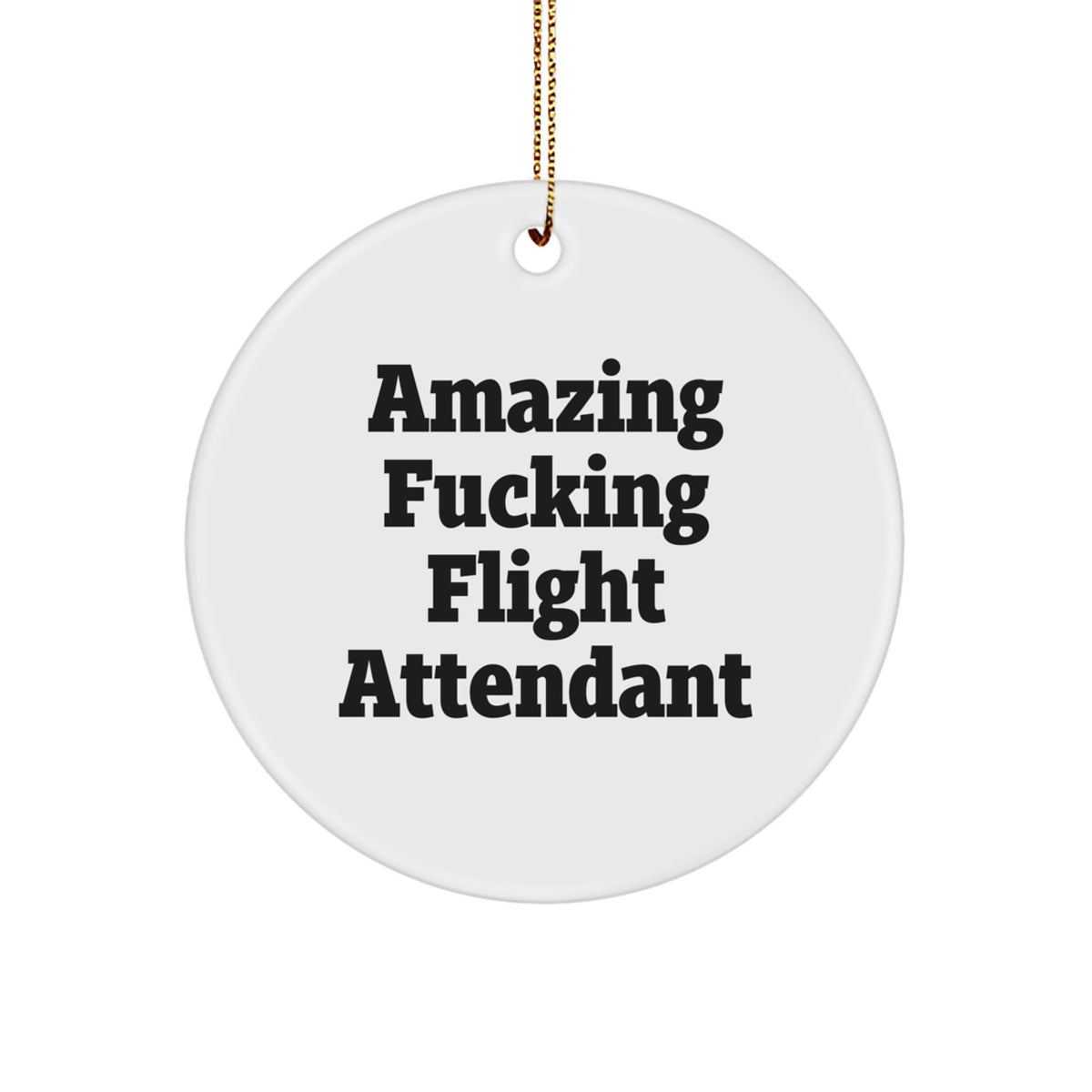 Funny Flight Attendant Gifts from Friends, Christmas Unique Circle Ornaments for Flight Attendants, Amazing F--king Flight Attendant - Image 1