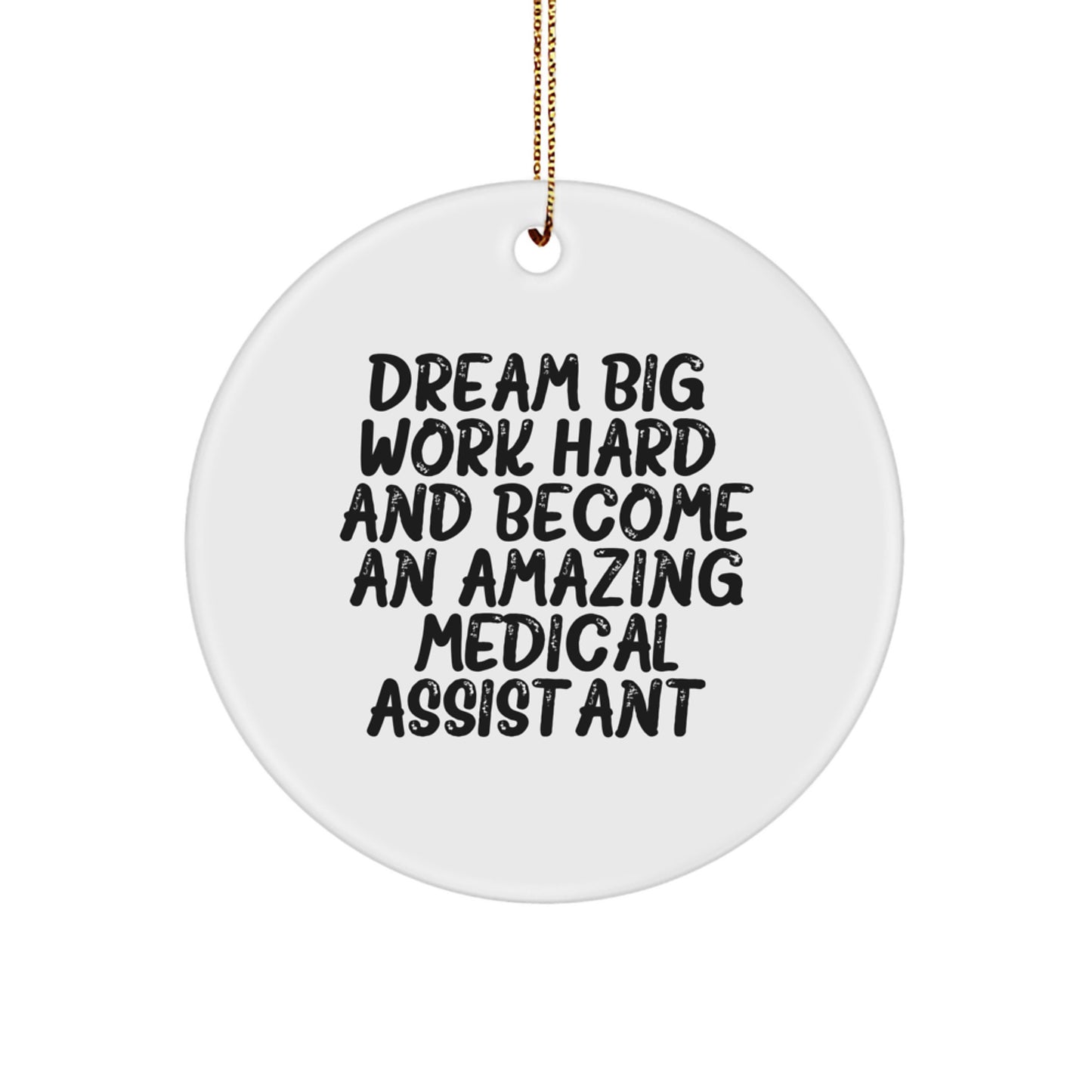 Medical Assistant Inspirational Gifts from Friends, Circle Ornament with Funny Quote 'Dream Big, Work Hard', Christmas Unique Gifts for Medical Assistant, Women, Coworkers, Family - Image 1