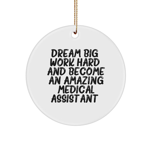 Medical Assistant Inspirational Gifts from Friends, Circle Ornament with Funny Quote 'Dream Big, Work Hard', Christmas Unique Gifts for Medical Assistant, Women, Coworkers, Family - Image 1