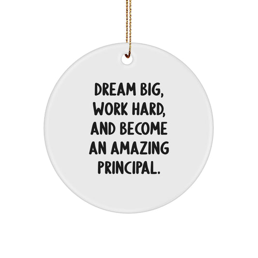 Gifts from Men for Principal - Inspirational Christmas Circle Ornament - Dream Big, Work Hard - Perfect for Friends, Family, Coworkers - Image 1